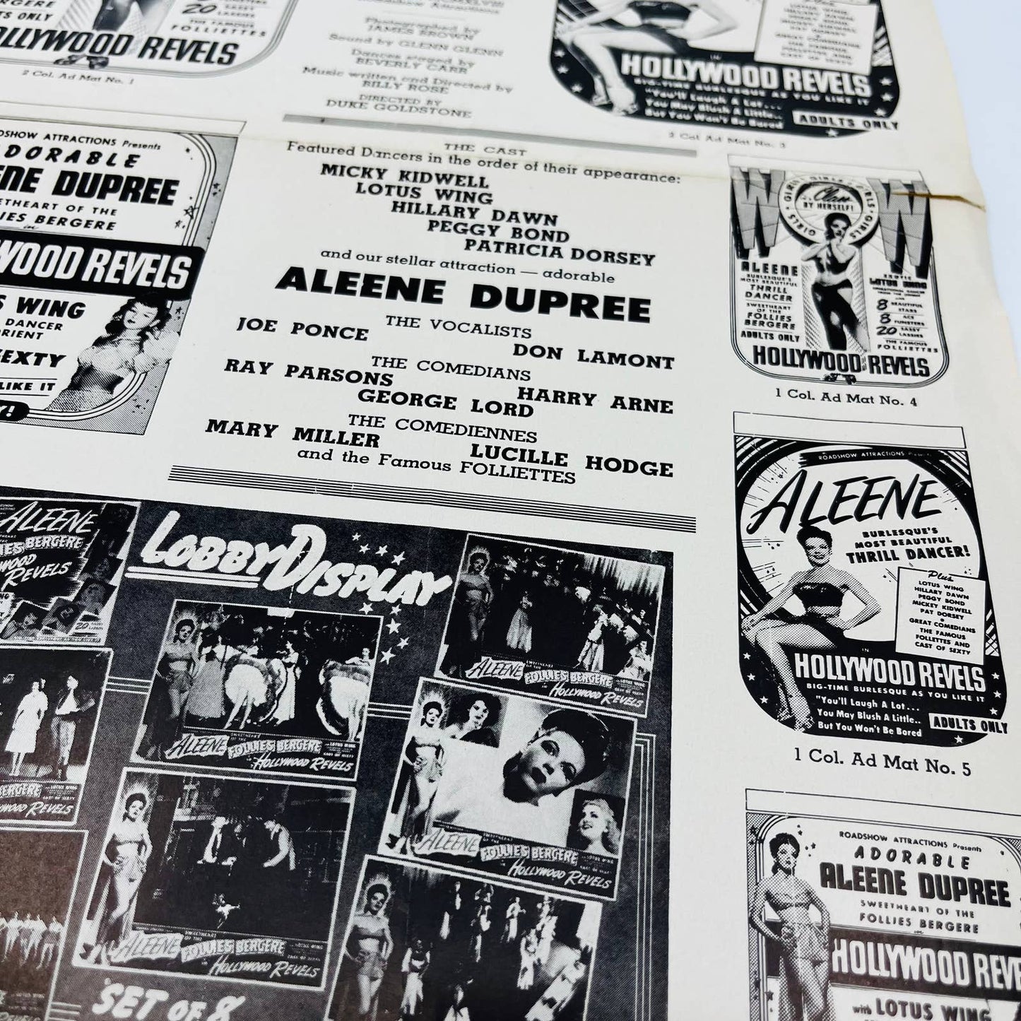 1940 Hollywood Revels Aleene Dupree Original Pressbook Burlesque Pinup 11x17 FL1