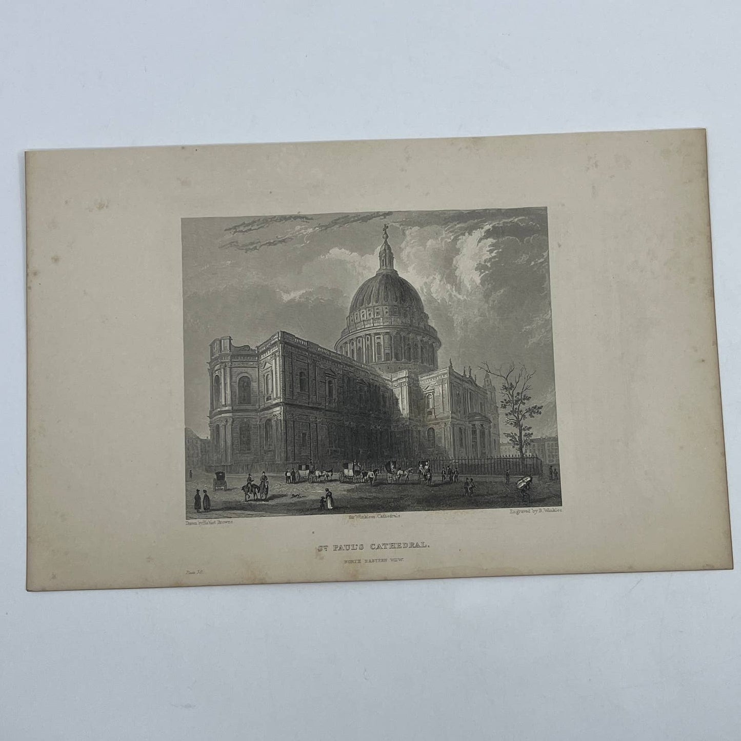 1836 Original Art Engraving St. Paul's Cathedral North Eastern View AC6