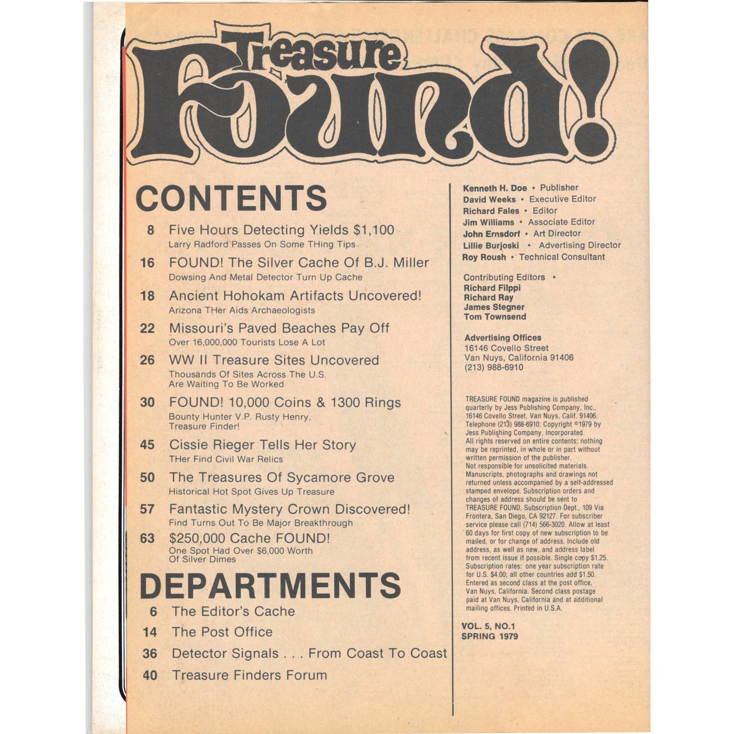 Treasure Found Magazine - Treasure Hunting Gold Metal Detecting Spring 1979 M4