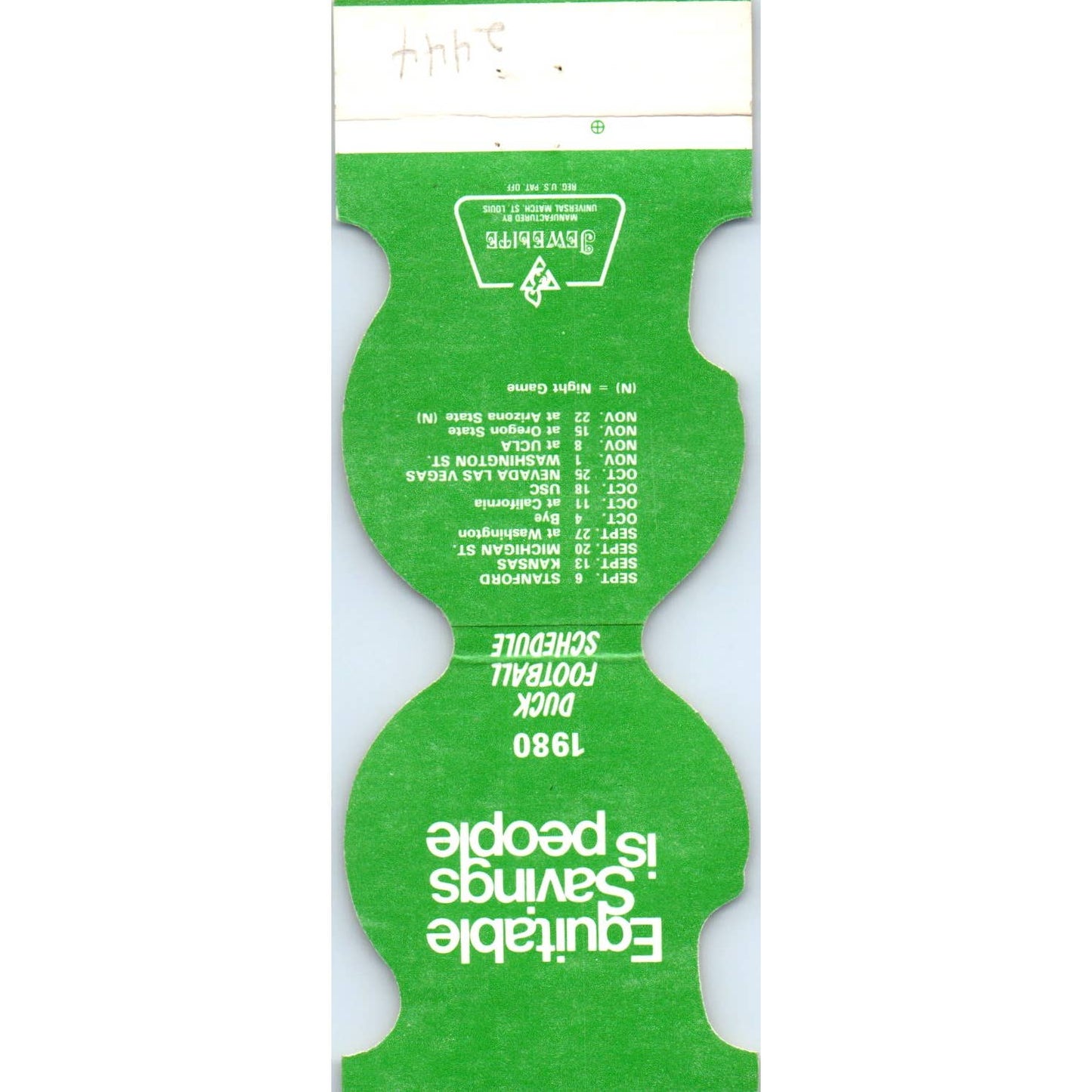 1980 Oregon Ducks College Football Schedule Matchbook Cover SA1-M4