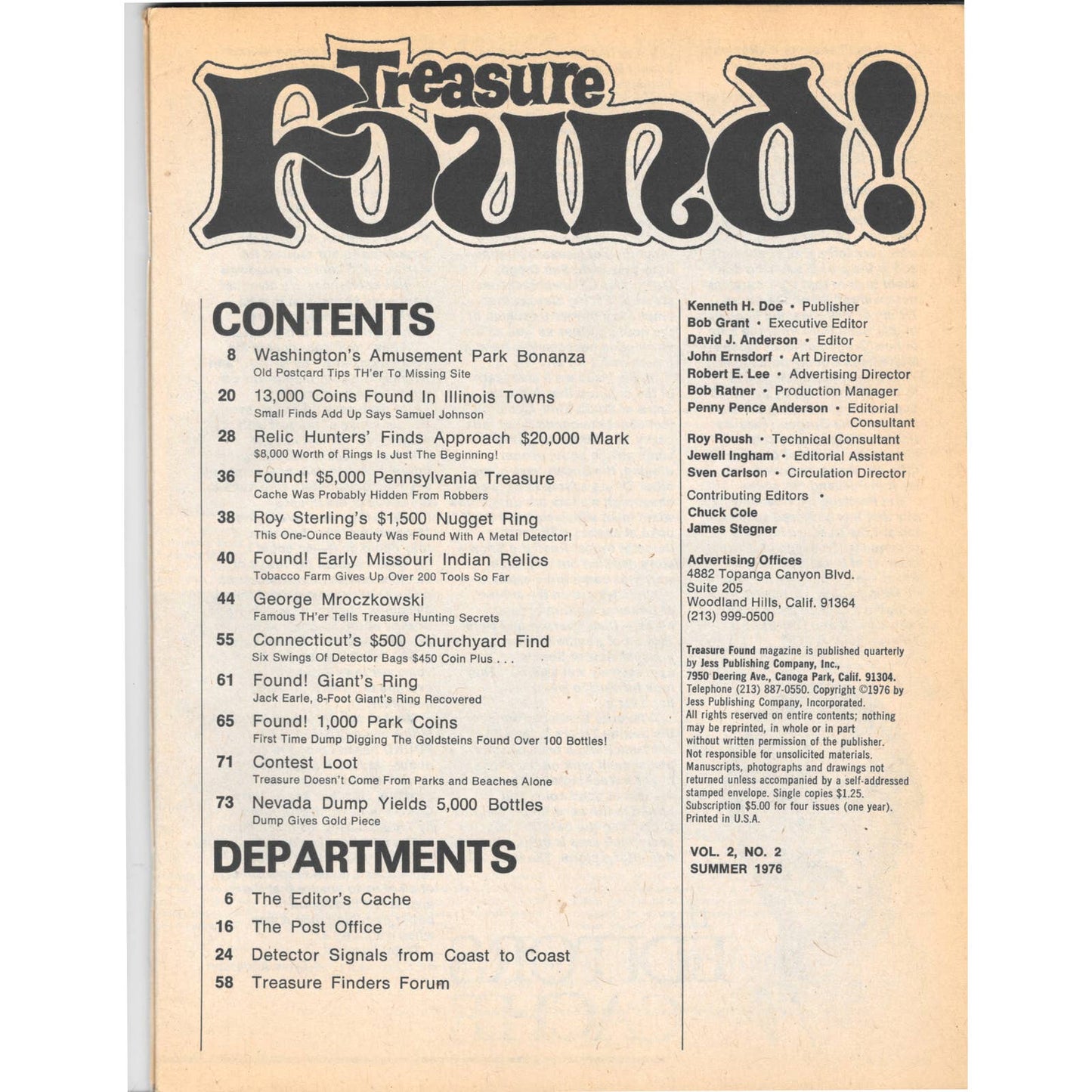 Treasure Found! Magazine - Treasure Hunting Metal Detecting Summer 1976 M3