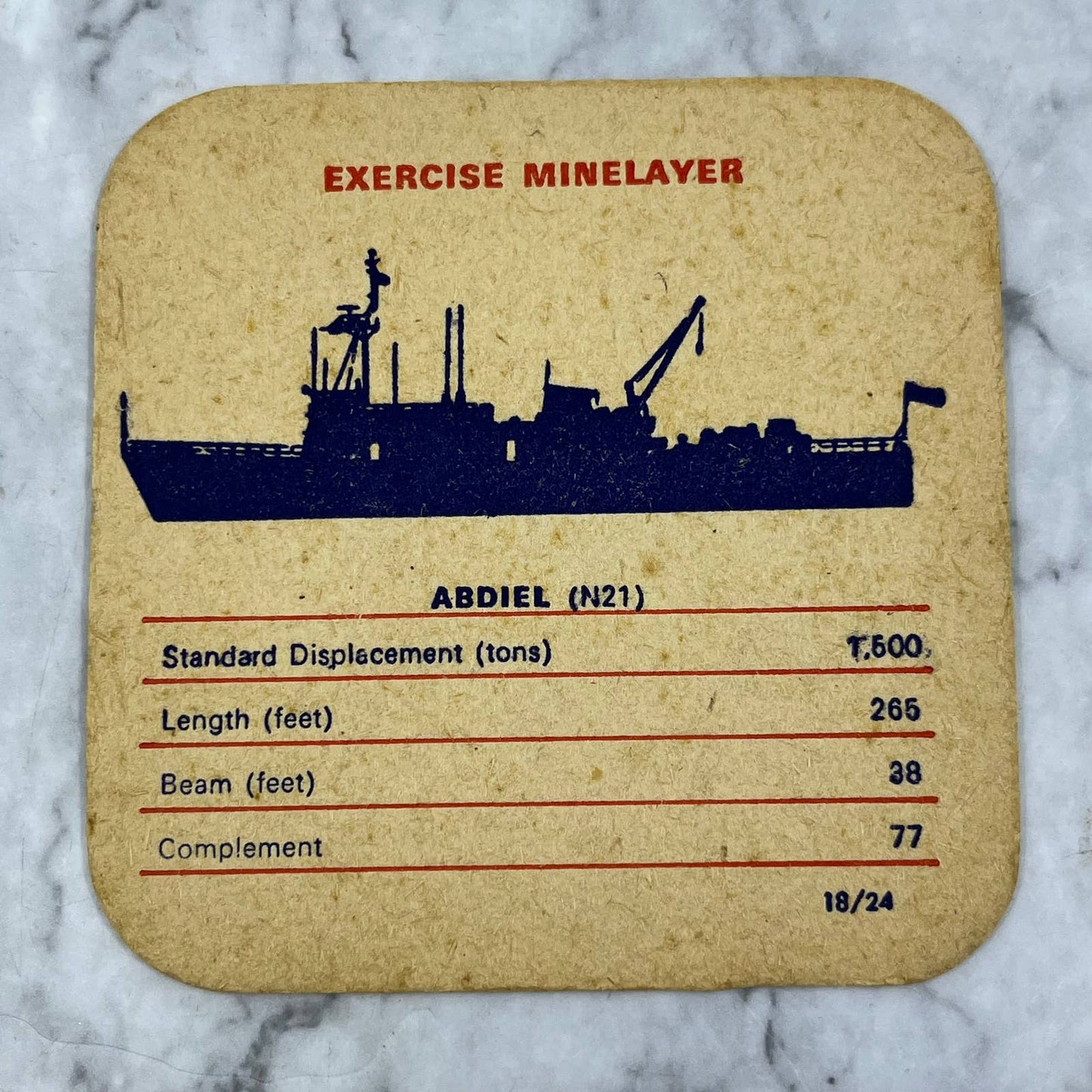 Ships Of The Royal Navy No.18 In A Set Of 24 EXERCISE MINELAYER Coaster SE7
