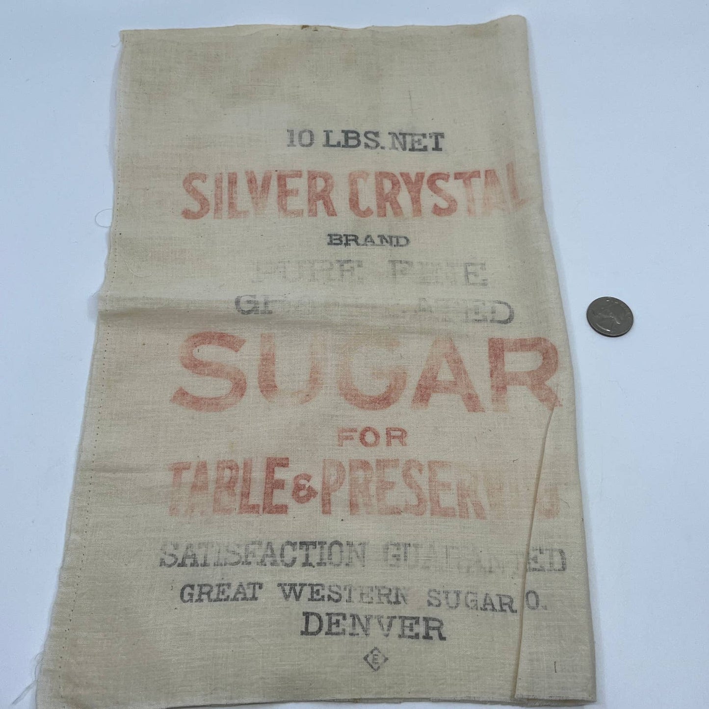 Vintage Sugar Sack - Silver Crystal Great Western Sugar Co Denver 15" TF5-2