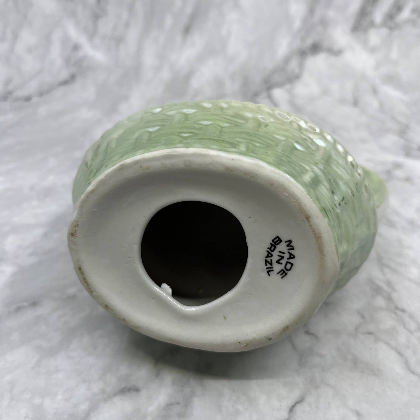 Ceramic Lustreware Elegant Swan in Basket Vintage Made in Brazil 6x6.5 TD1