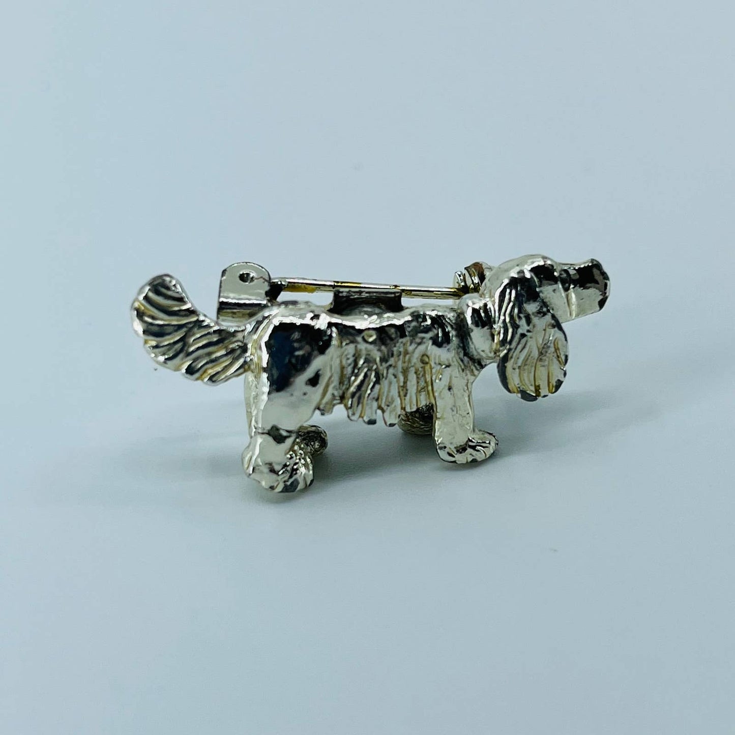 Vintage Mini Cocker Spaniel Dog Pin Silver Tone Brooch SB2