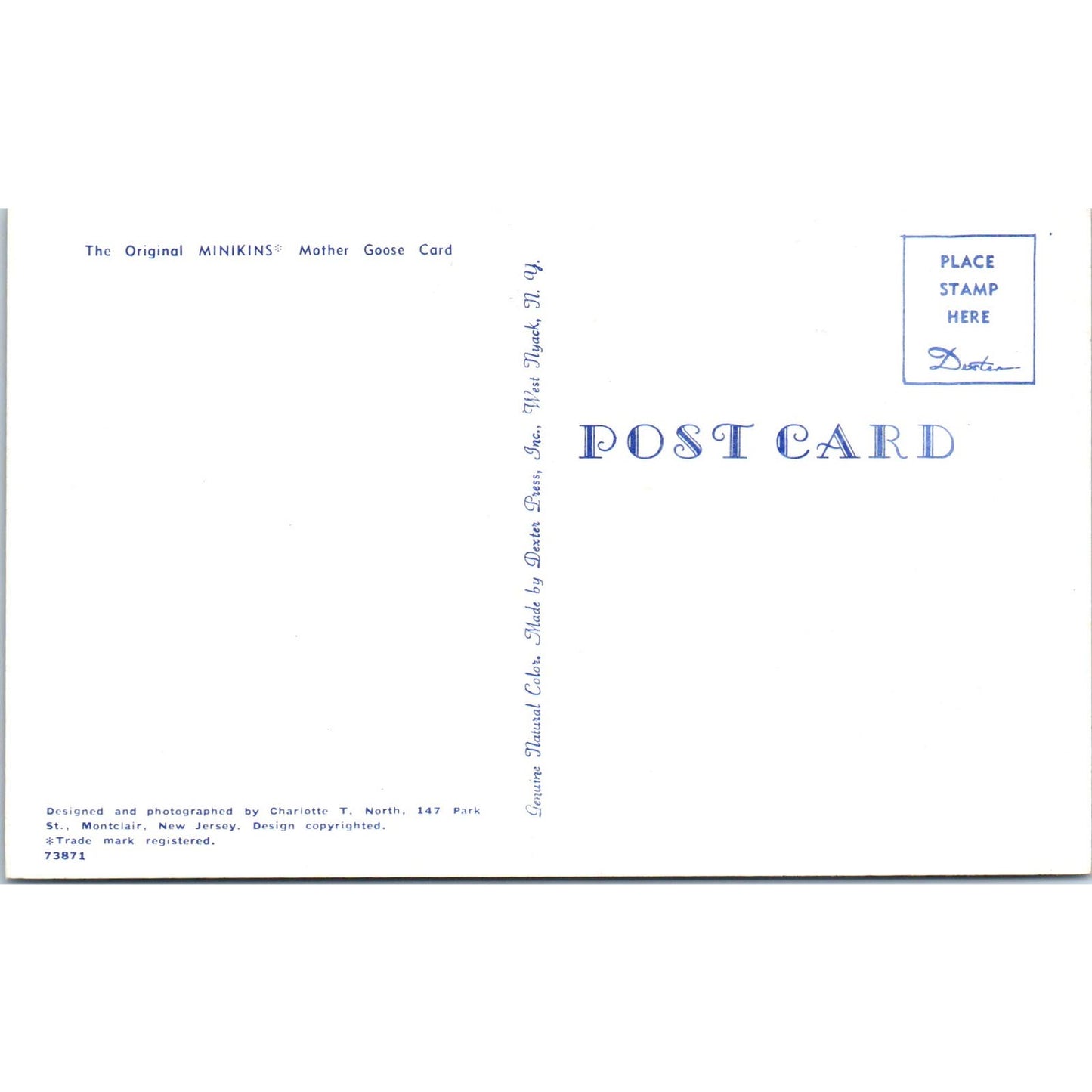 The Original Minikins Mother Goose Doll Card Original Postcard PB8