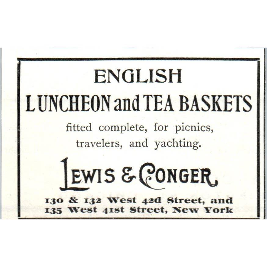 English Luncheon and Tea Baskets Lewis & Conger NY - 1903 Original Ad TJ7-L