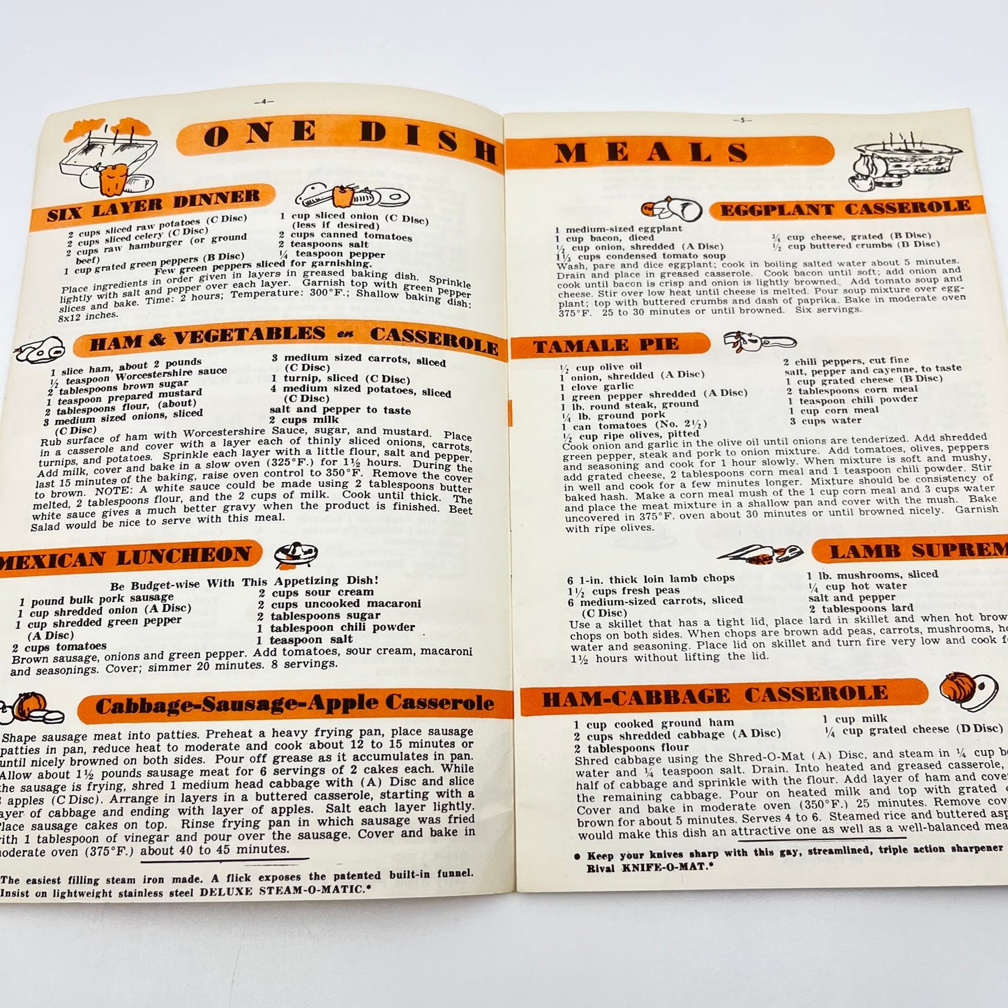 1954 Rival Shred-O-Mat Food Processor Recipe Cook Book L4-6