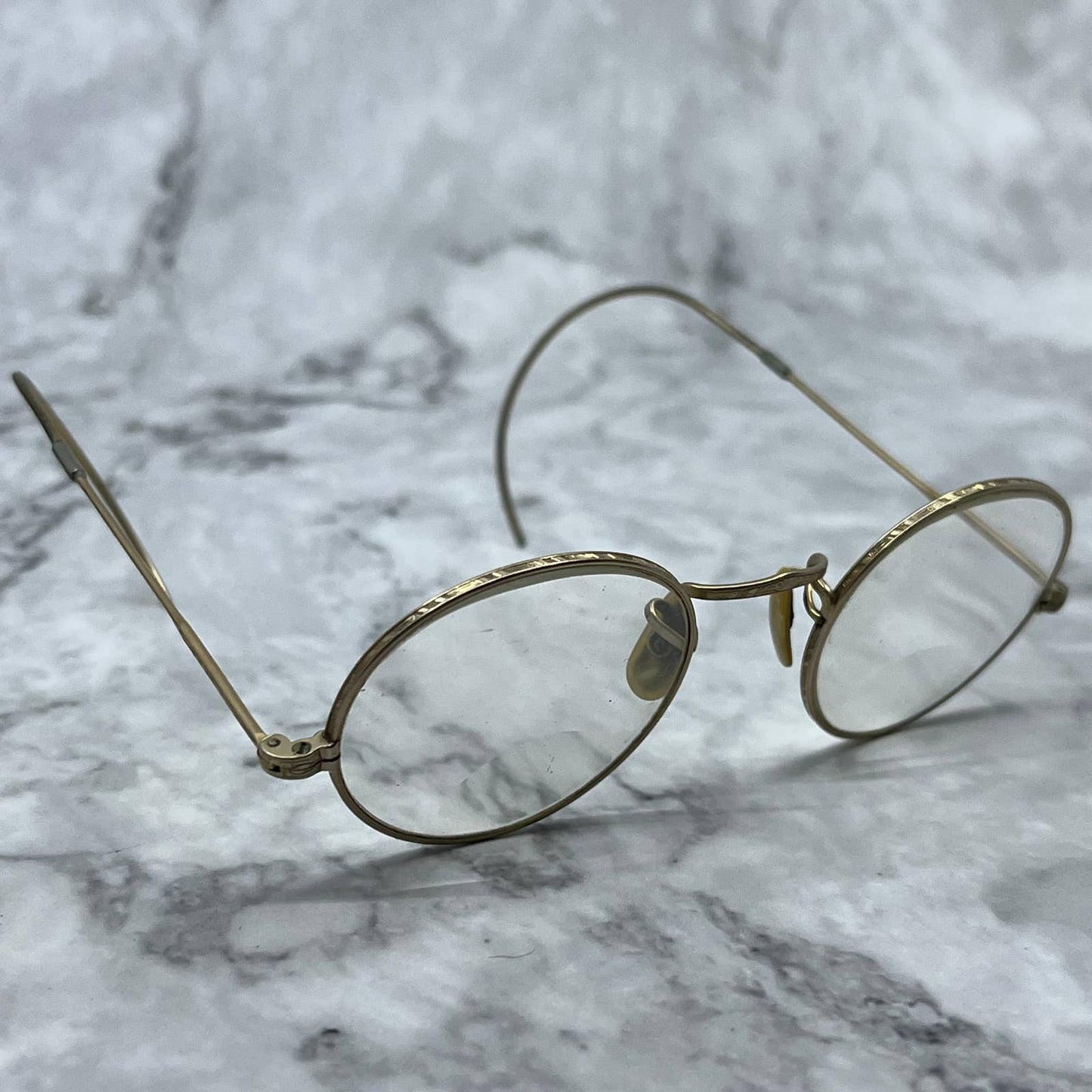 Vintage Art Deco Etched Circle Frame Eyeglasses Frames 4.75” SE9