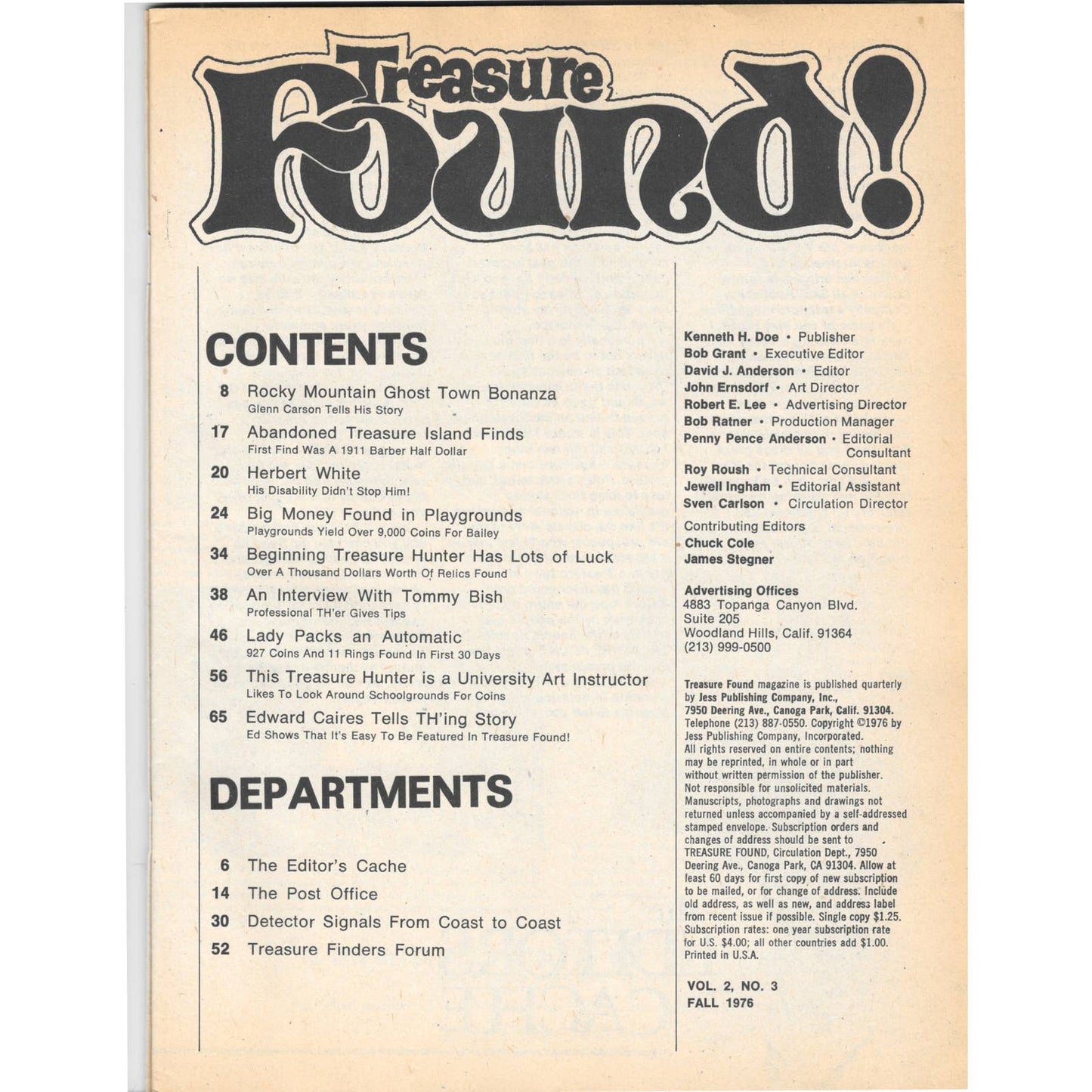 Treasure Found! Magazine - Treasure Hunting Metal Detecting Fall 1976 M3