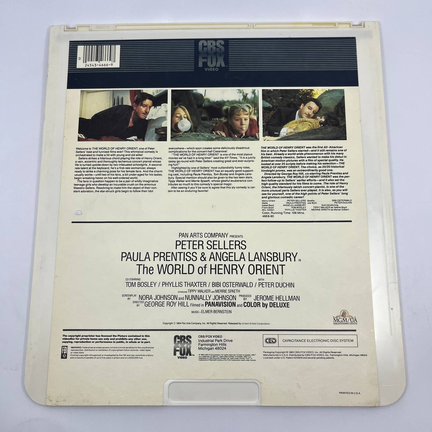The World of Henry Orient MGM RCA SelectaVision - CED VideoDisc TG5
