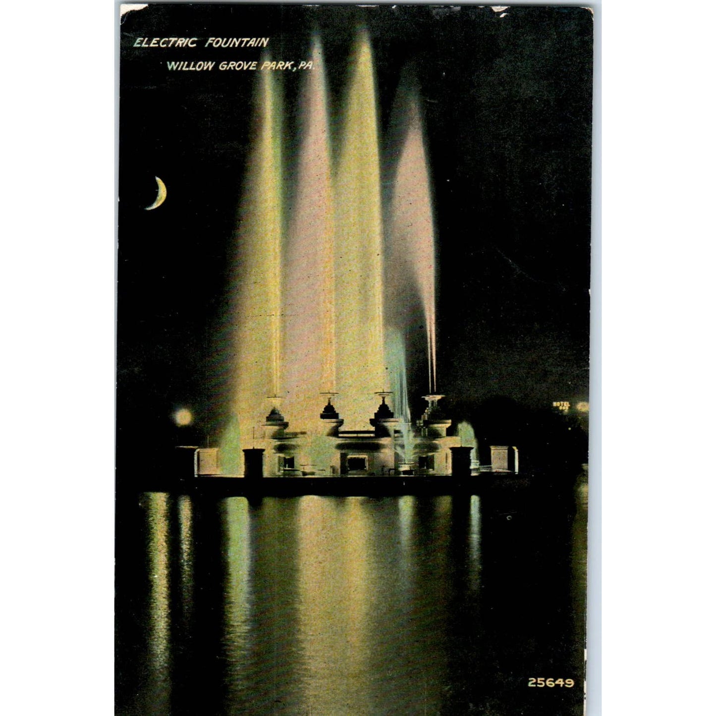 Willow Grove Park Electric Fountain at Night 1907 - Original Postcard TJ9-P1