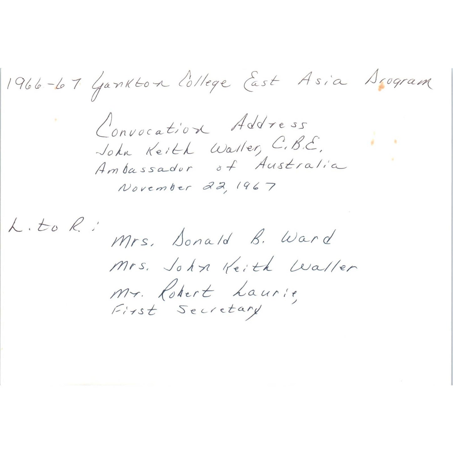 Mrs. John Keith Waller & Mrs. Donald B. Ward, Robert Laurie 1966 Photo TK1-P5