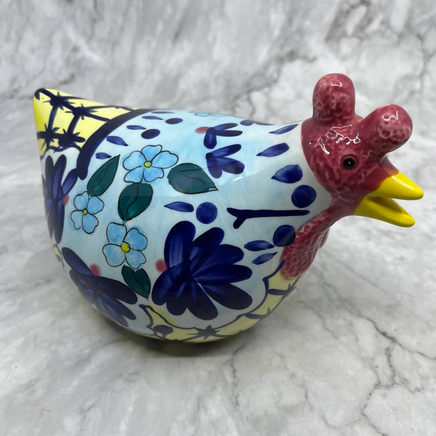 Vintage CBK Rooster Chicken Porcelain Floral Hand Painted Figurine 1999 8" TJ3