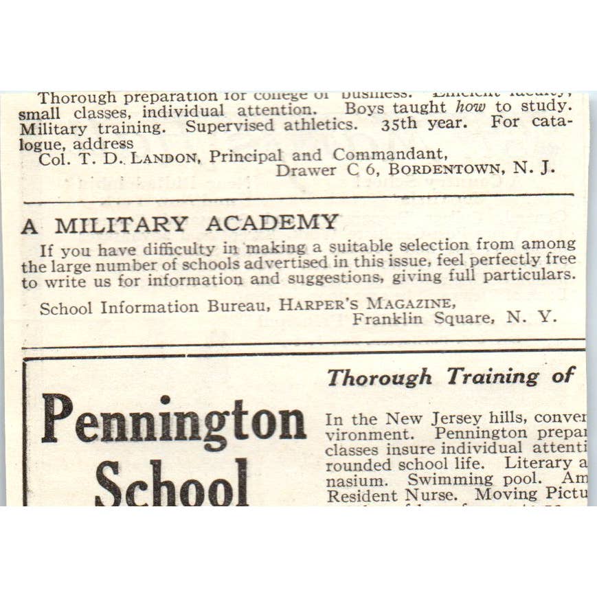 c1920 Harper's Ad - St. Mary's Hall Country School for Girls Mrs. Fearnley EA3