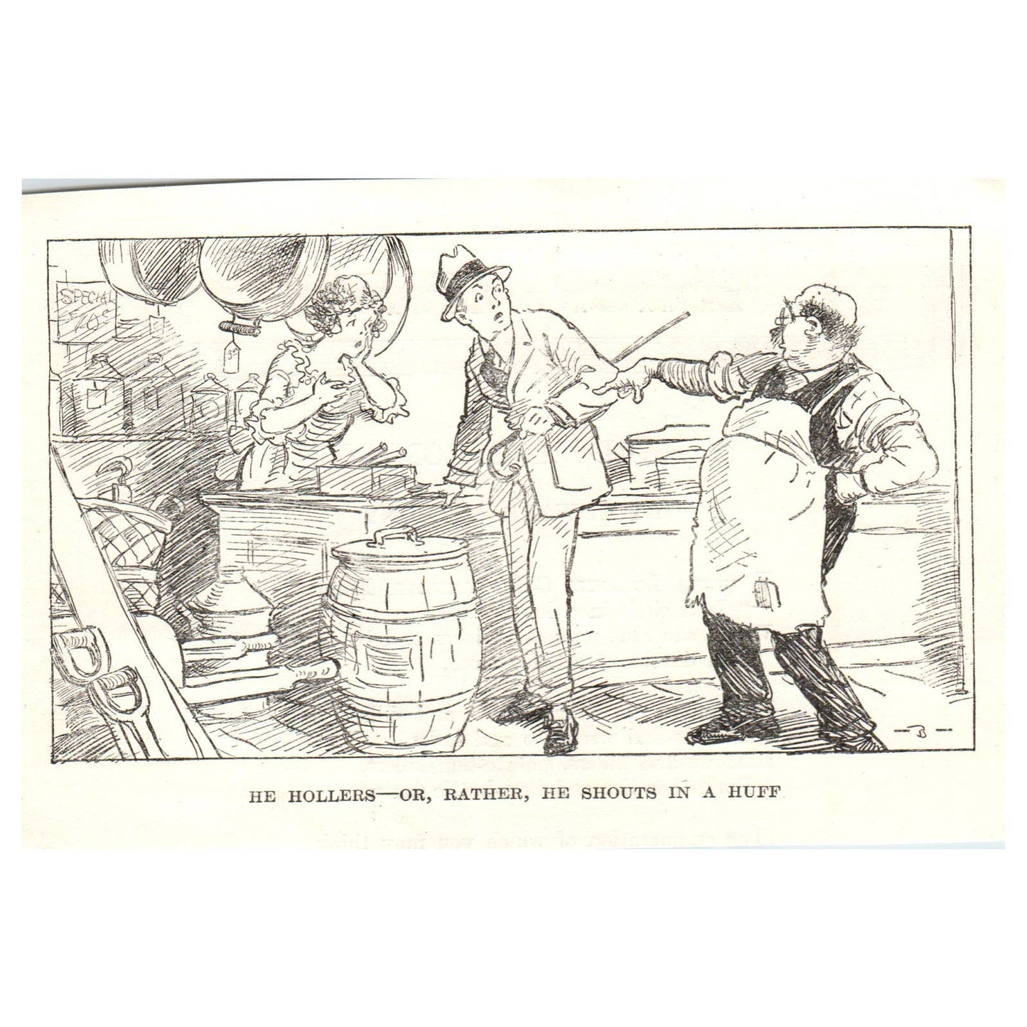 Political Cartoon Comic He Shouts in a Huff - 1903 Original Ad TJ7-S