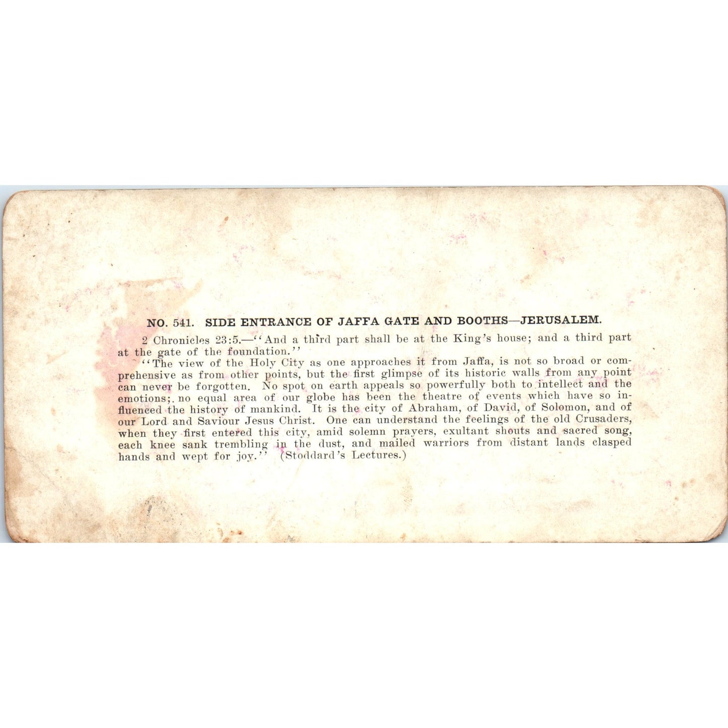 Entrance of Jaffa Gate & Booths Jerusalem - Antique Stereoview Card H3-2
