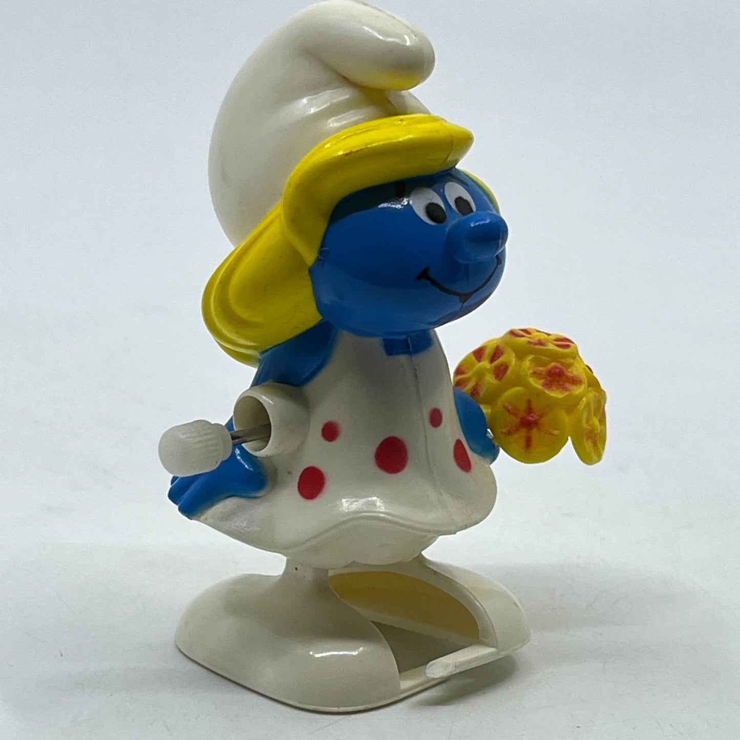 1982 Smurfette Smurf Wind Up Toy Vintage Peyo Galoob Hong Kong WORKS SE2