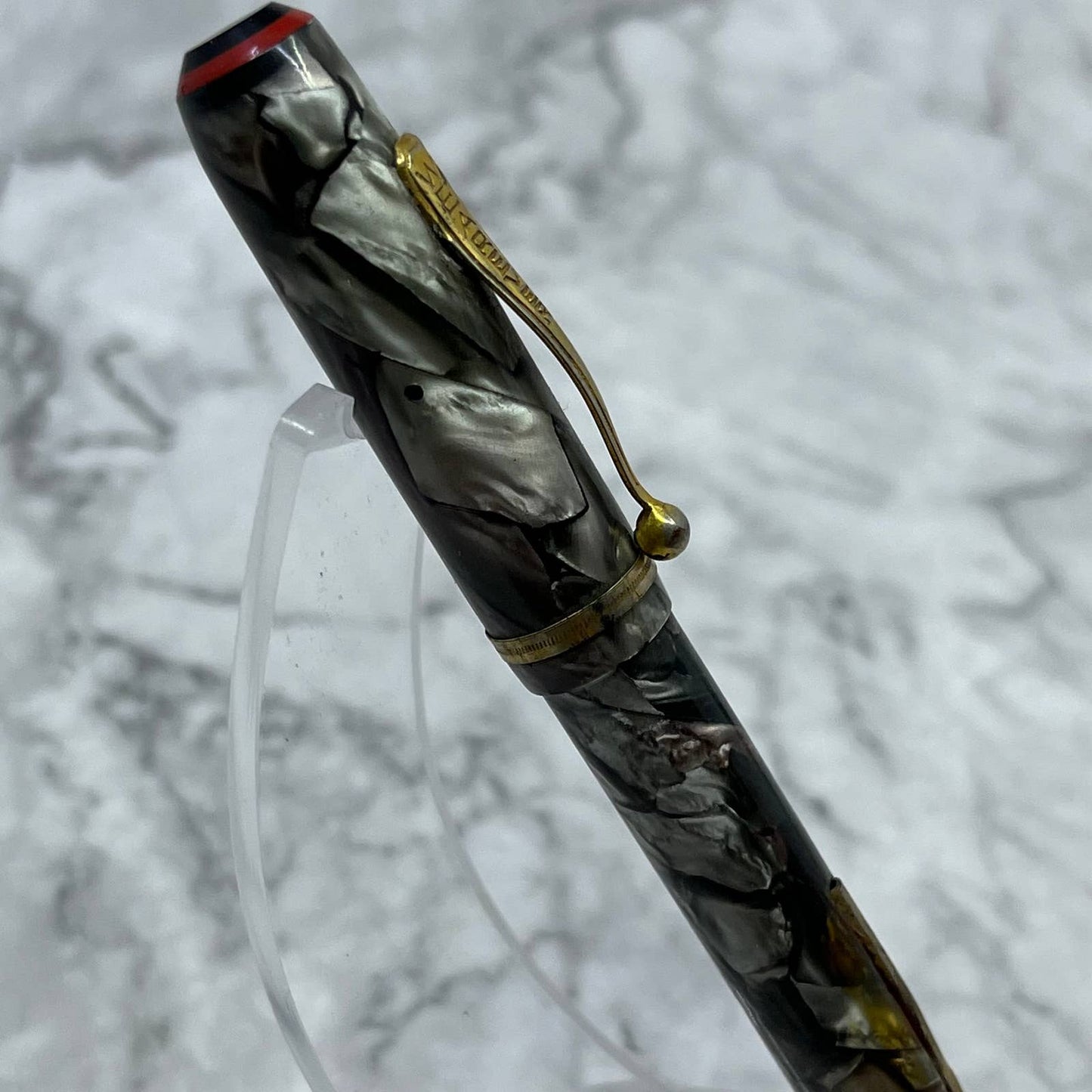 Vintage Marbleized Gray & Purple Celluloid Wearever Fountain Pen 14k Nib SE6