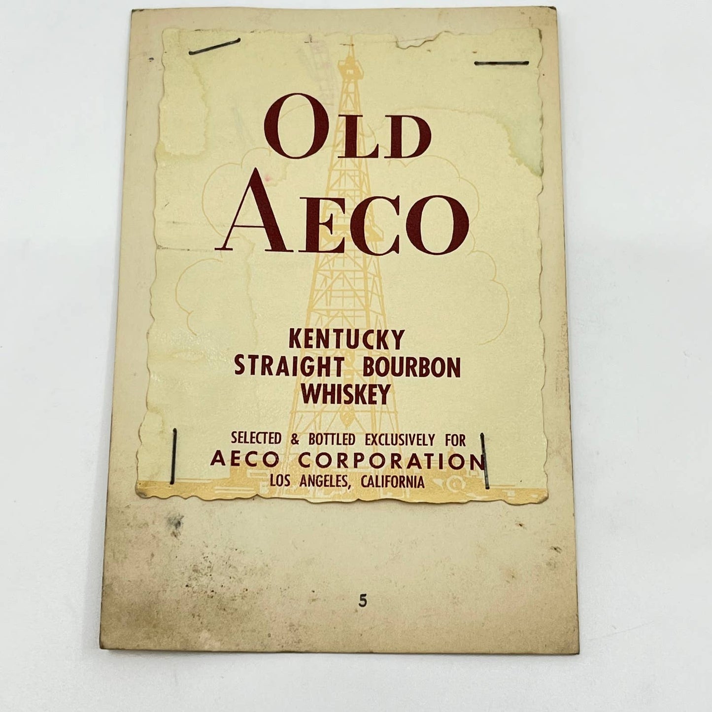 Old Aeco Kentucky Bourbon Whiskey Label Aeco Corporation Los Angeles California