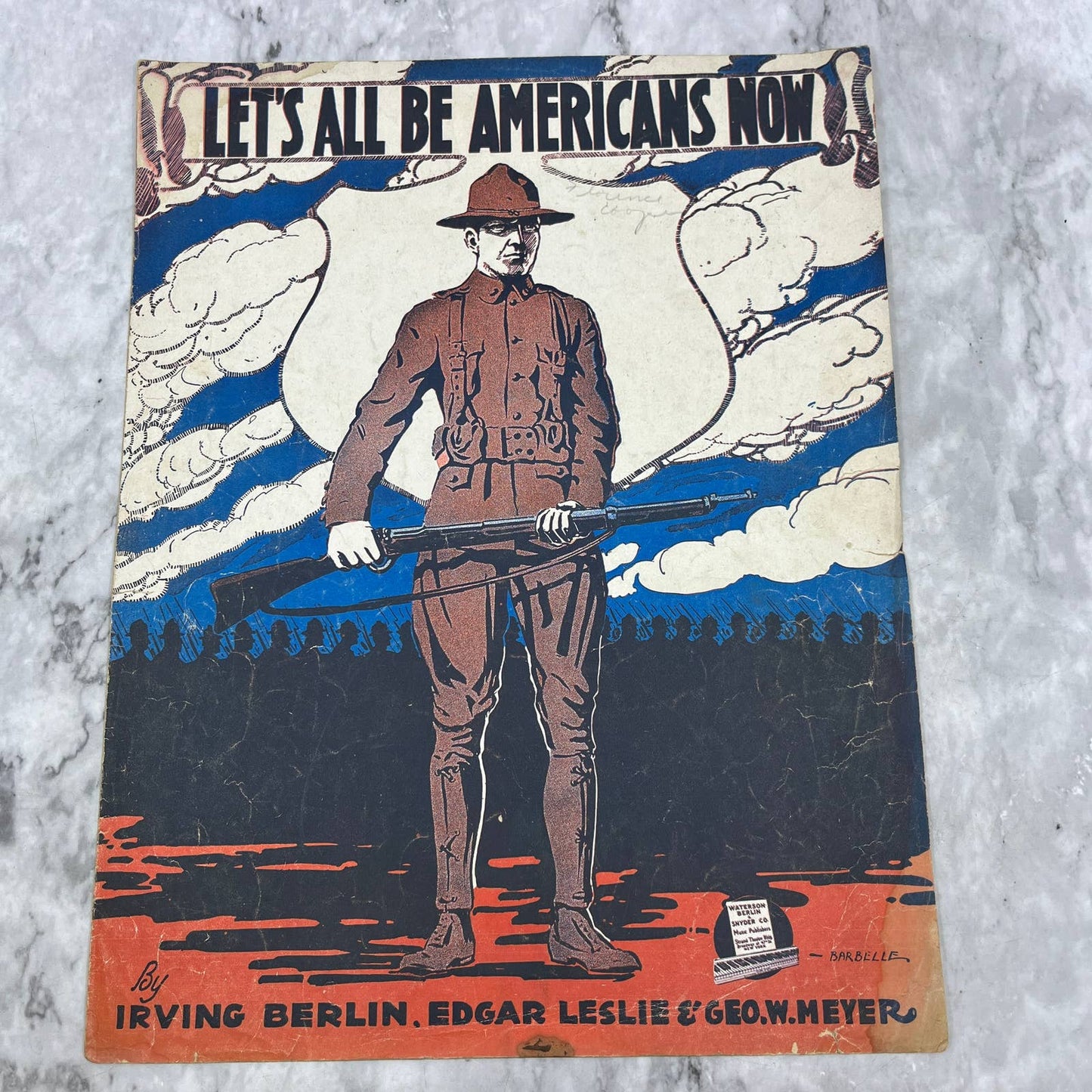 Let's All Be Americans Now Irving Berlin WWI 1918 Sheet Music TK2-SM3