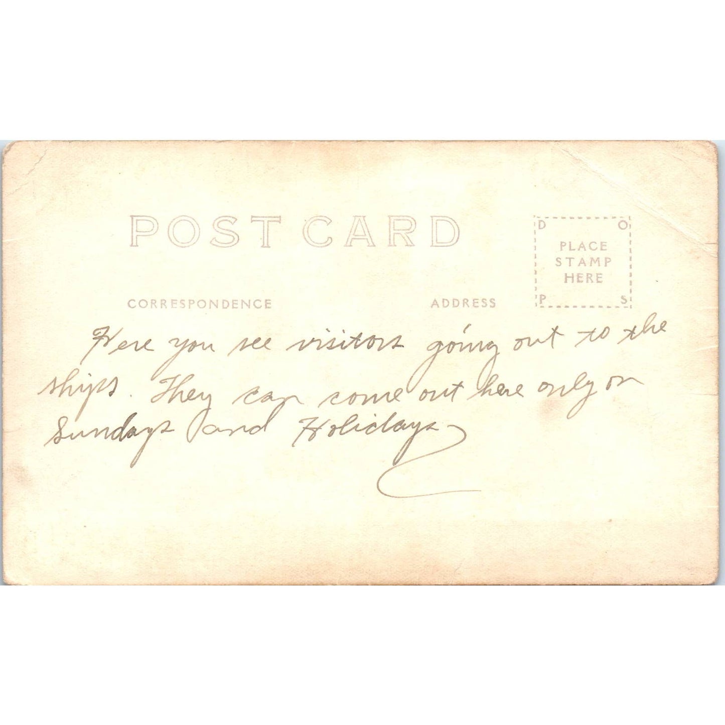 Antique Postcard RPPC Visitors Going Out To The US Navy Ships SE8