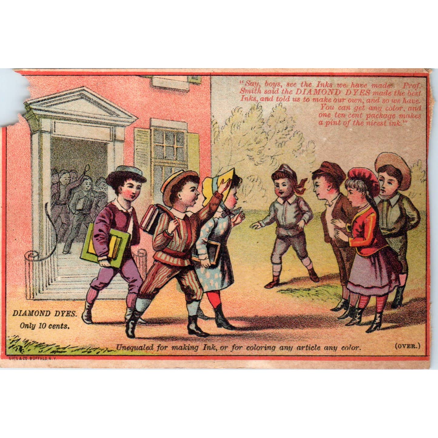 1880s Victorian Trade Card Diamond Dyes School Children W.R. Douglas SF2