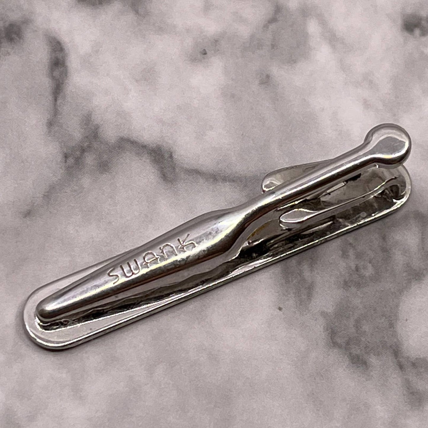 Vintage Silver Tone Art Deco Swank Tie Clip Bar Clasp SA2