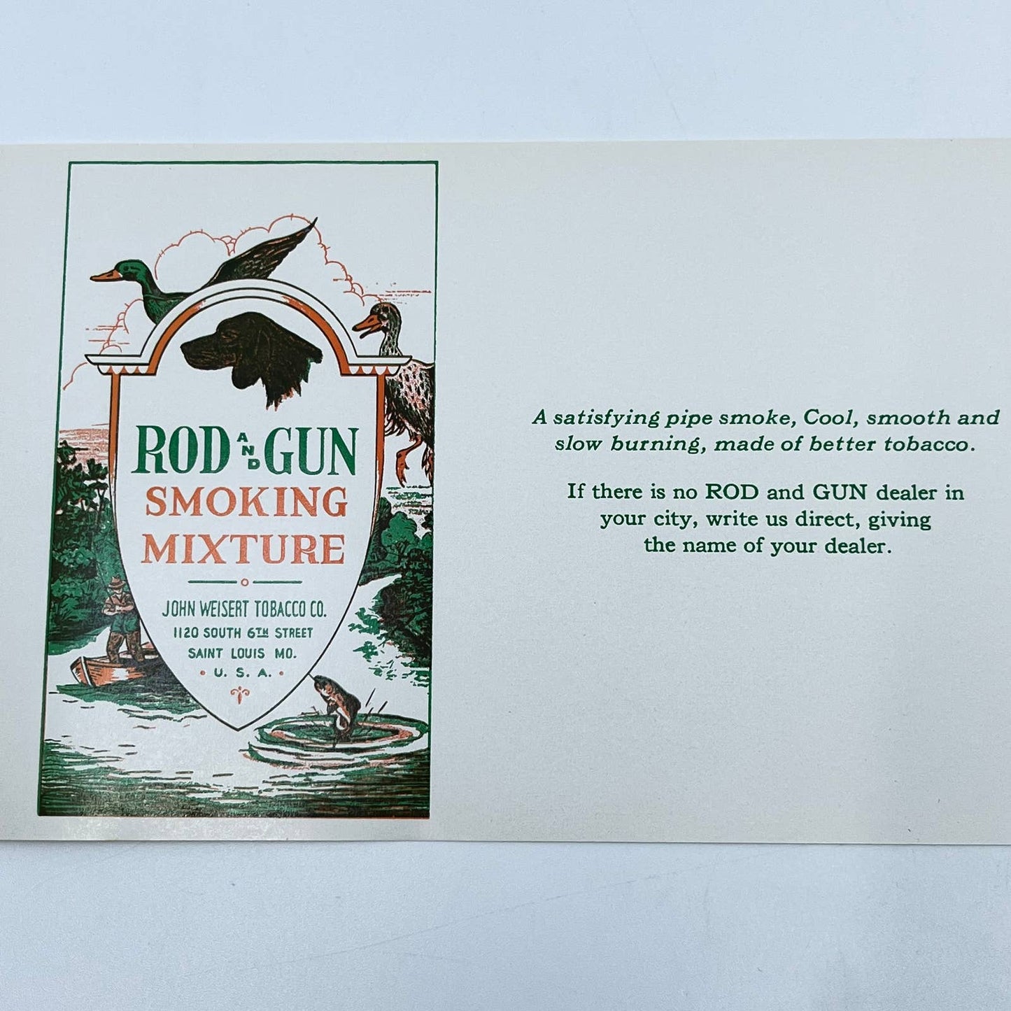 Vtg Rod and Gun Smoking Mixture Can Label John Weisert Tobacco Co FL3