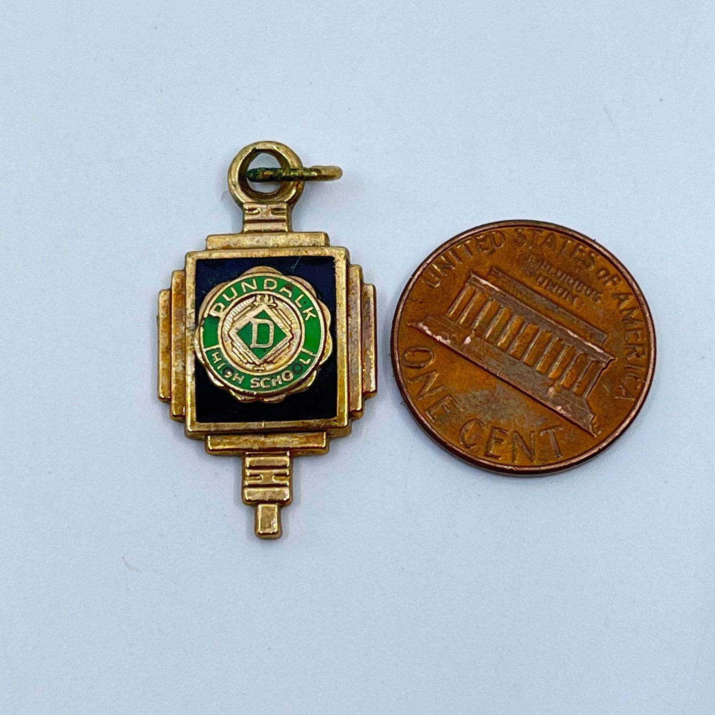 Vintage Art Deco Dundalk High School Charm Pendant Baltimore MD SD3-2