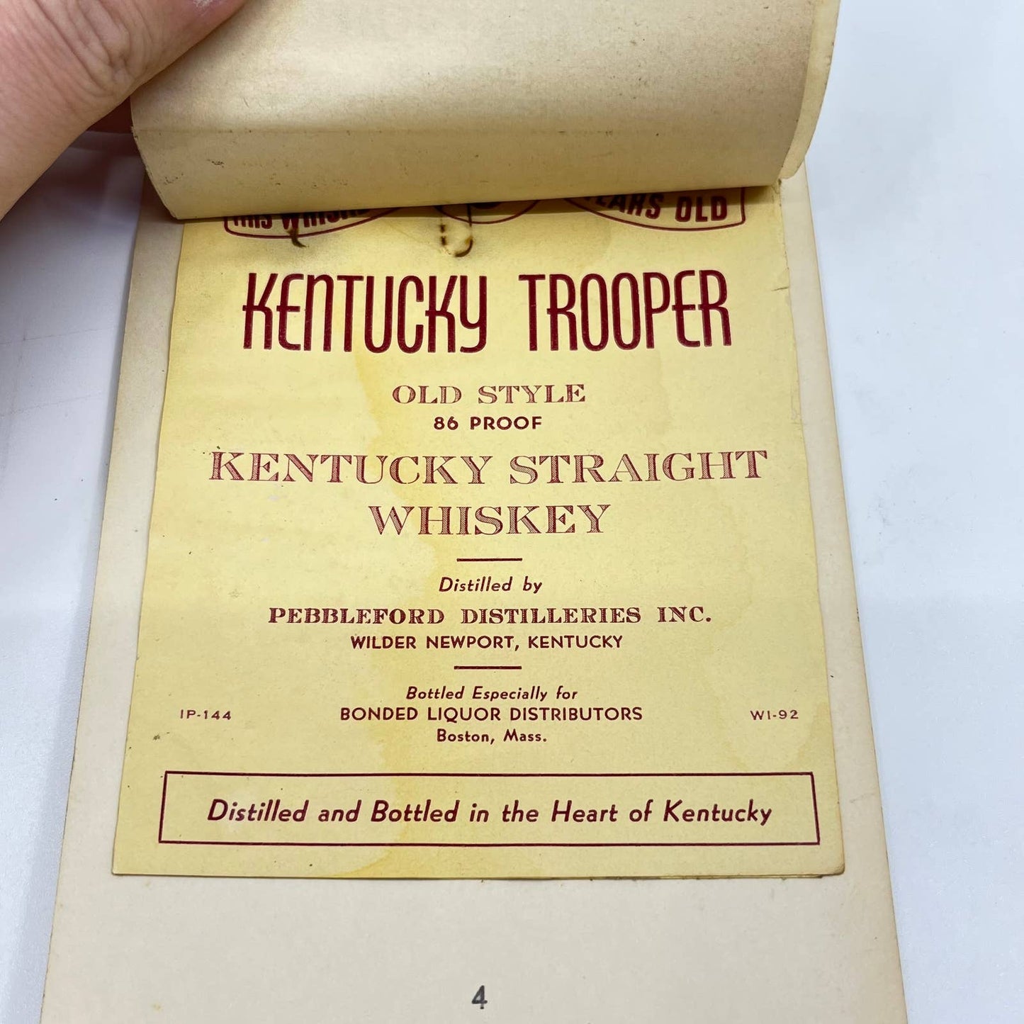 Kentucky Trooper Bourbon Whiskey Label Set of 4 Double Springs Greenbrier KY