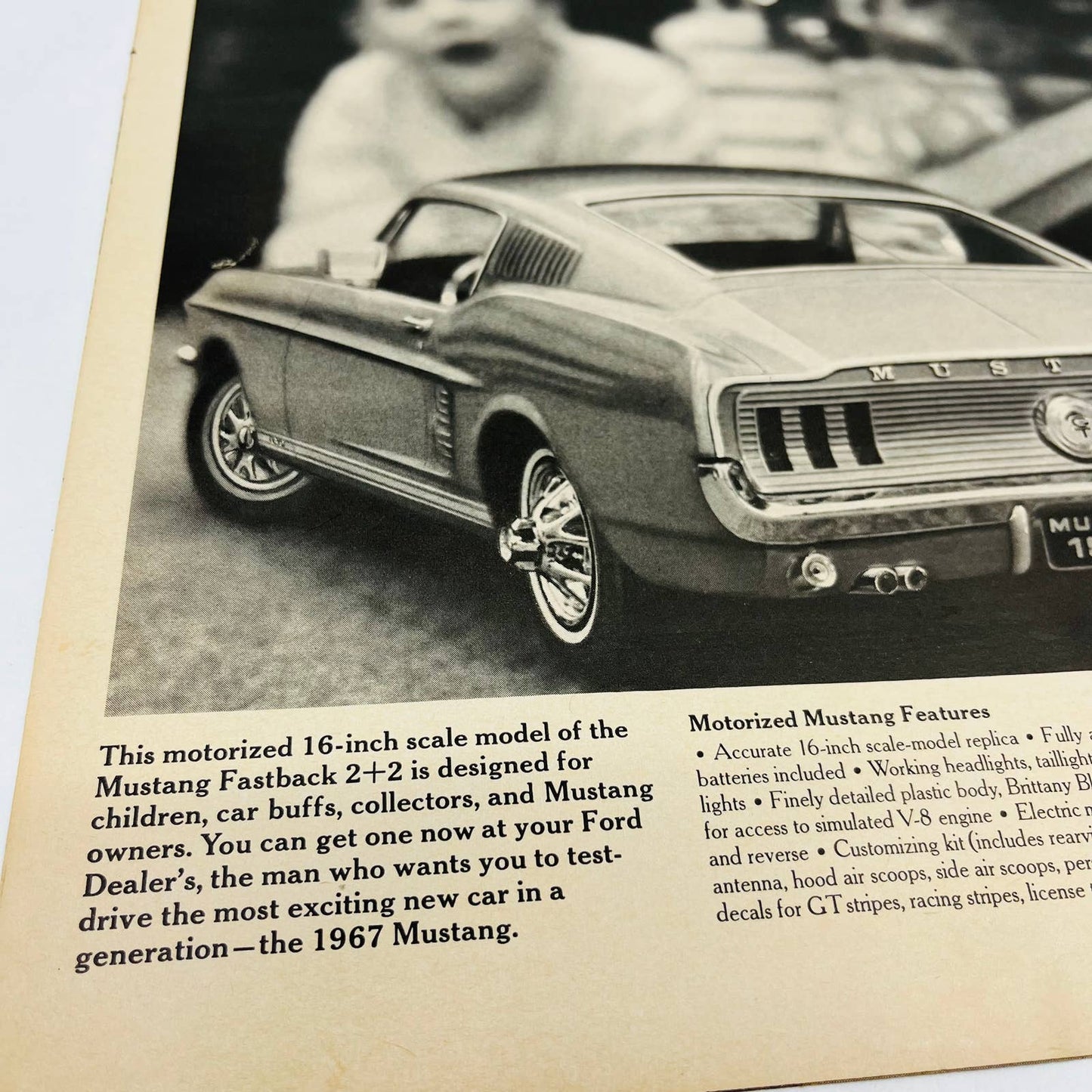 1967 Motorized Mustang GT Model Ad Dealership Giveaway 10x13 BA1