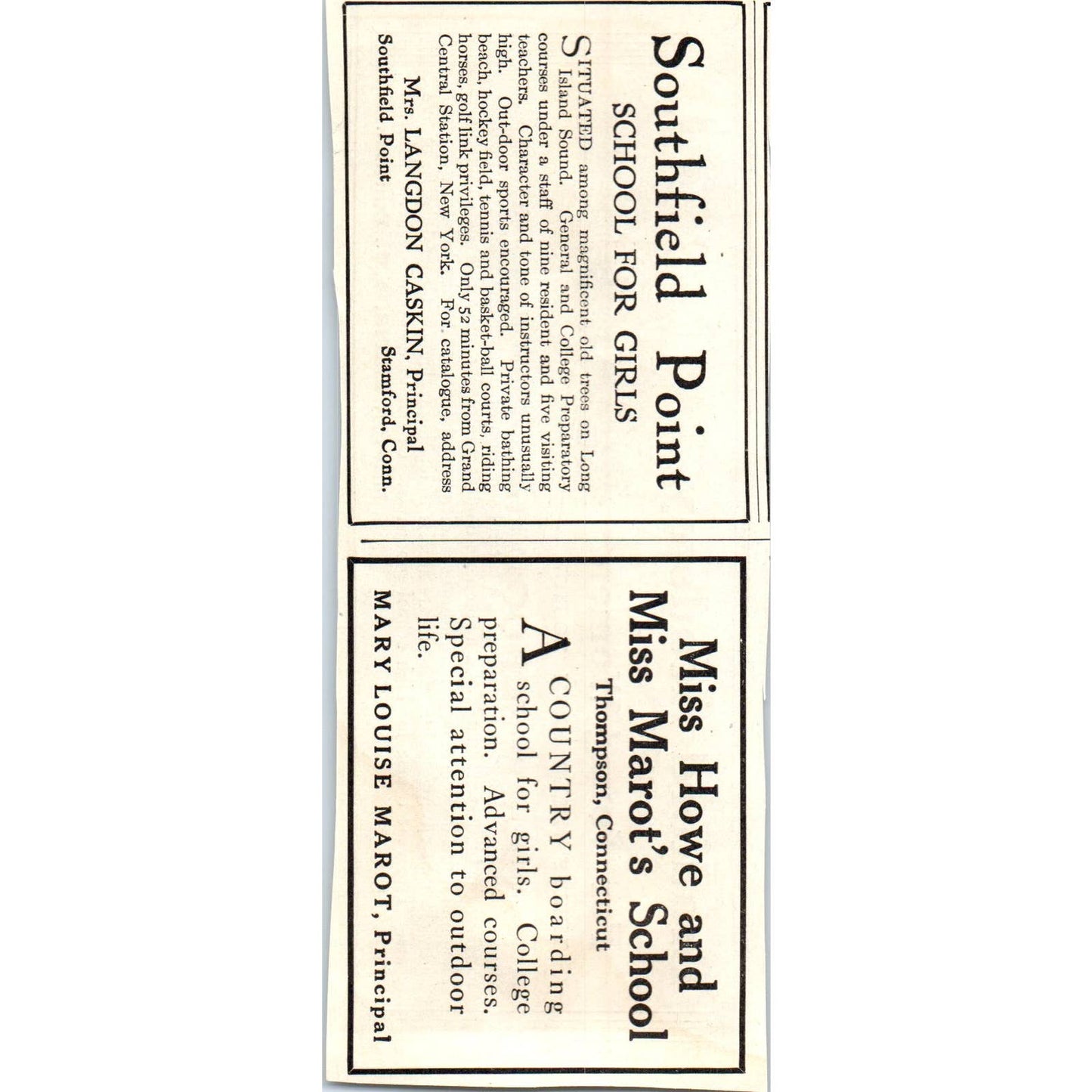 c1920 Harper's Ad - Bradford Academy for Girls Marion Coats Bradford MA EA3