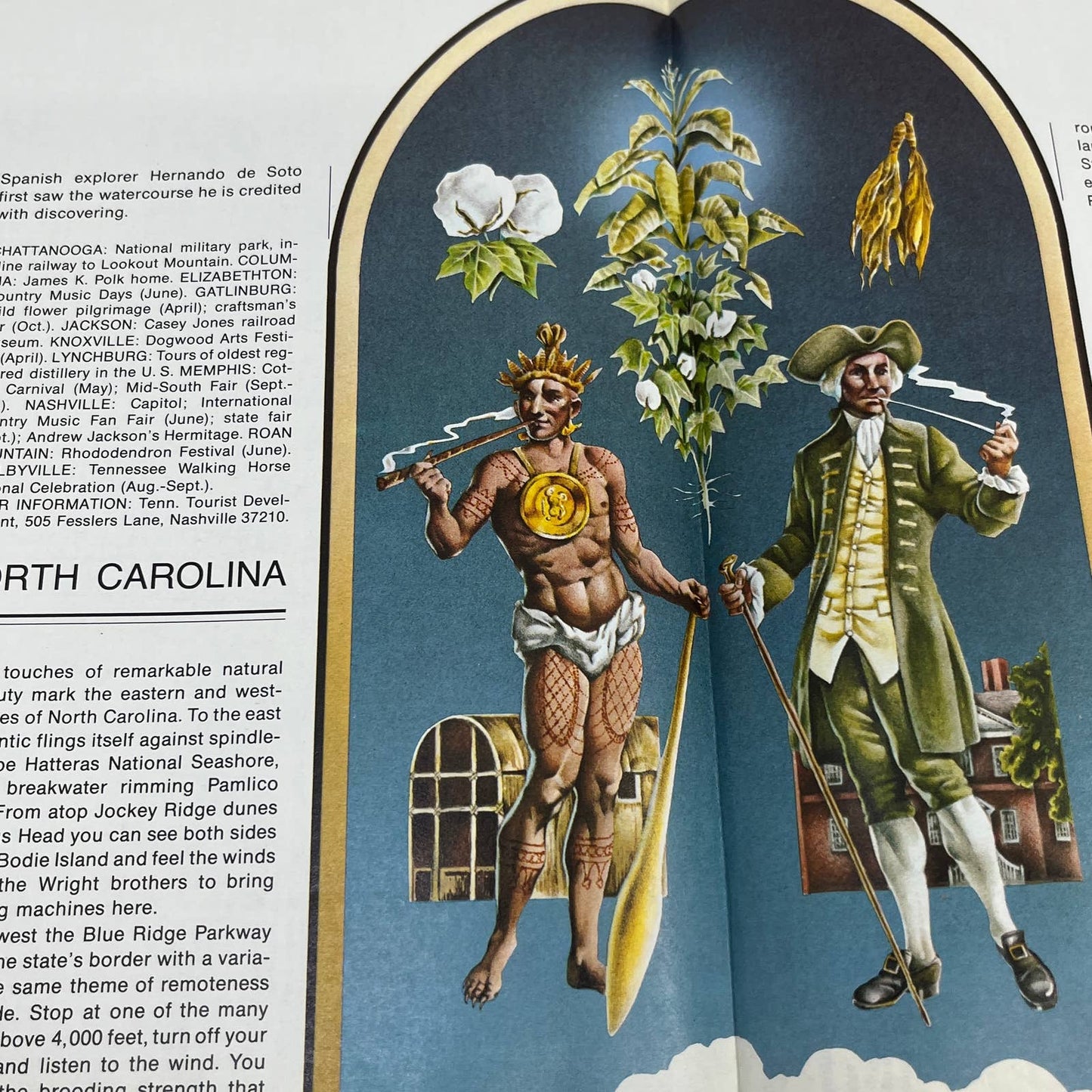 National Geographic 1978 Map Close-Up USA #8 TN NC SC GA AL MS Illustrated TG6