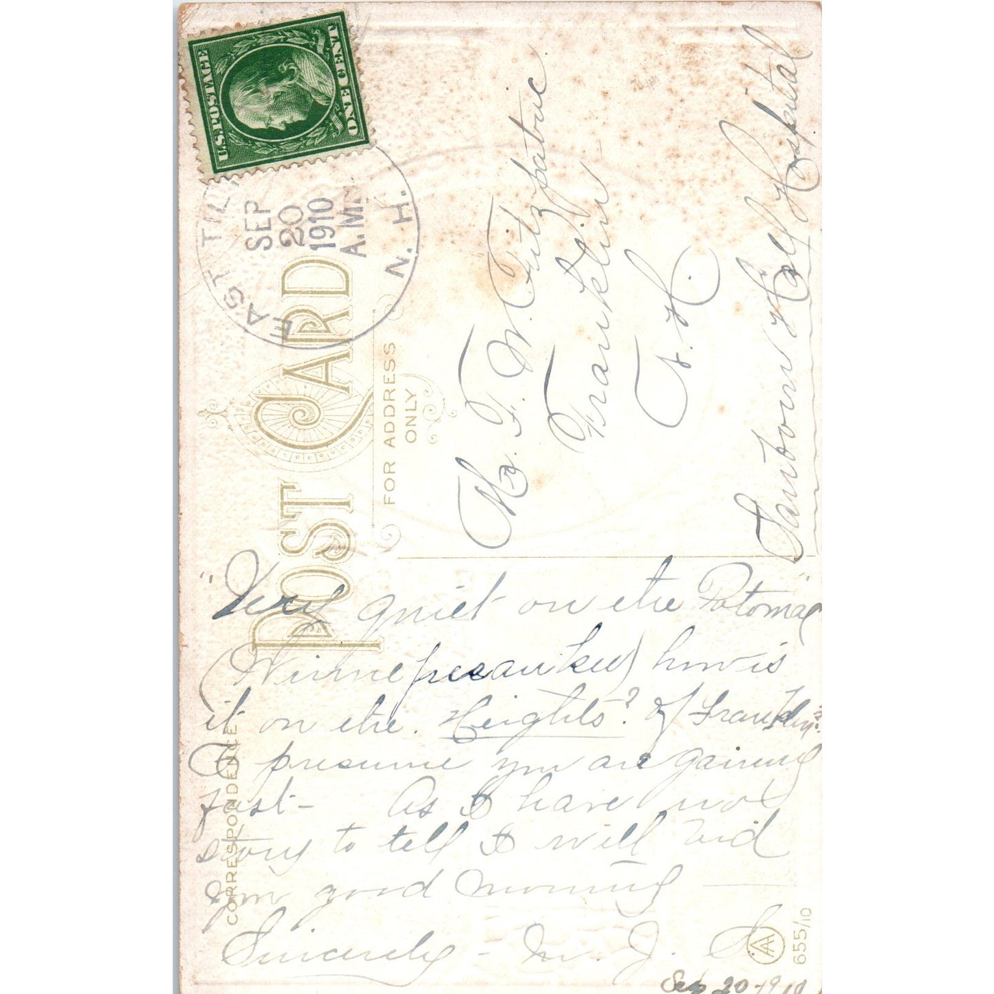 1910 Sailboat Making Port Greeting Original Postcard P3-3