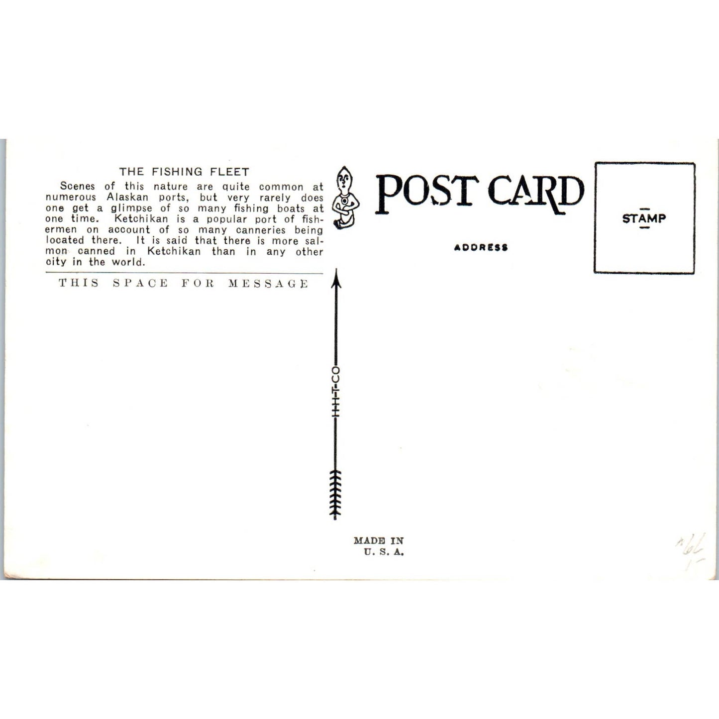 Fishing Fleet and Deer Mt. Ketchikan Alaska Original Postcard TK1-29