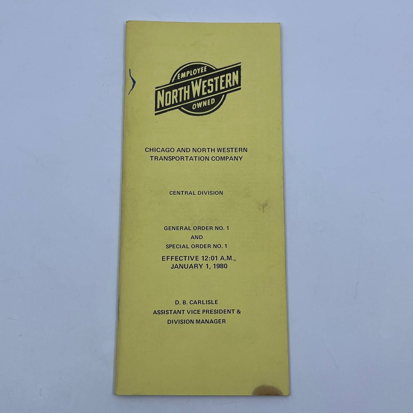 1980 Chicago & Northwestern Railroad Central Division General Order No. 1 TG6