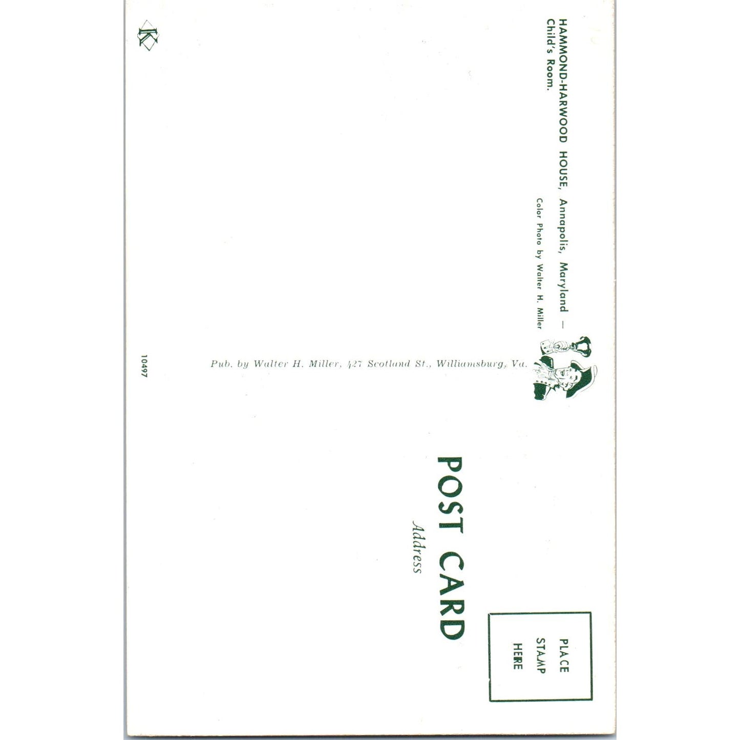 Hammond-Harwood Doll House Child's Room Annapolis MD Original Postcard PB7