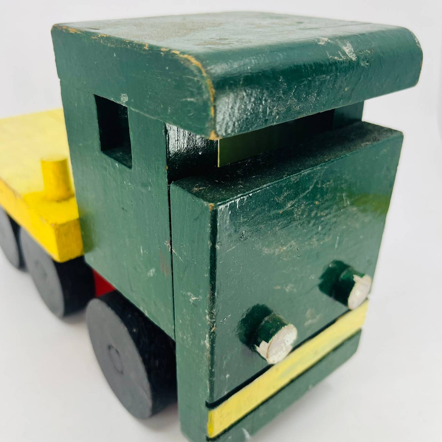 1960s Large Handmade Wooden Toy Semi Truck Tractor Trailer 11x7” TD9