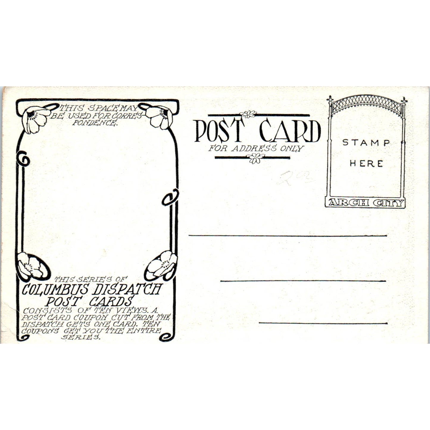 Antique Postcard View Looking North from Dispatch Building Columbus OH TD8-O2