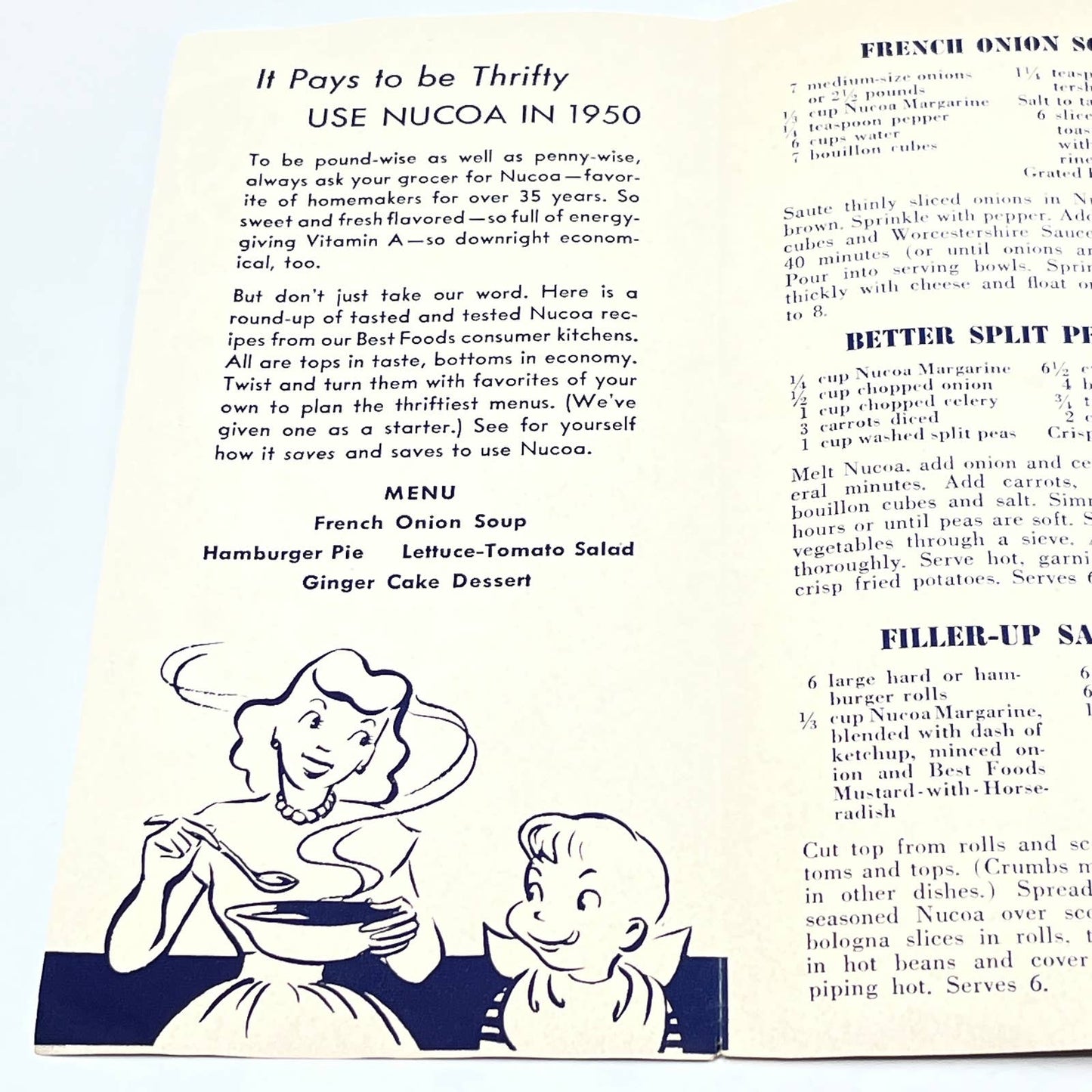 1950 Nucoa's Recipe Roundup for a Thrifty '50 Recipe Booklet Cookbook AB8