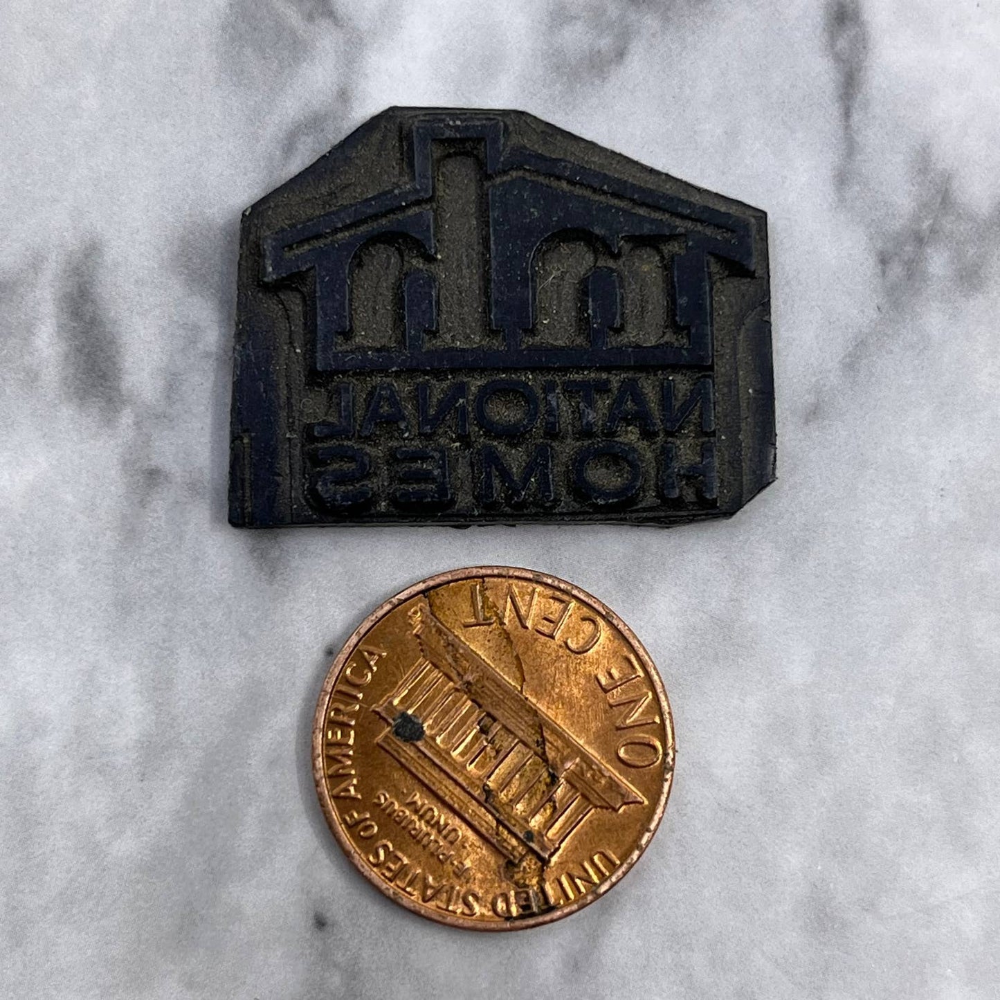 Vintage Printing Letterpress Printers Block Plate “nh” National Homes TJ512