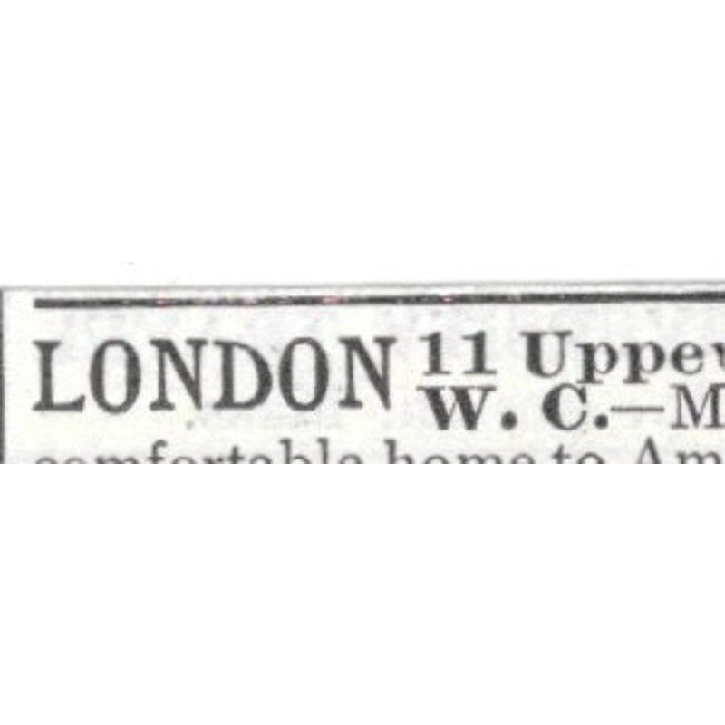 London Boarding House 11 Upper Woburn Place W.C. Mrs. Ray - 1903 Ad AK5-S32