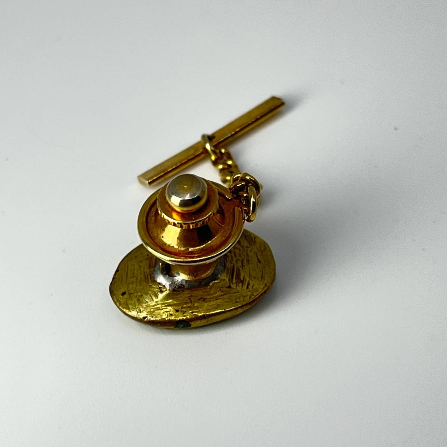 Antique Primitive India Brass Wax Seal Stamp 1/2” Converted to Tie Clip SC7-9