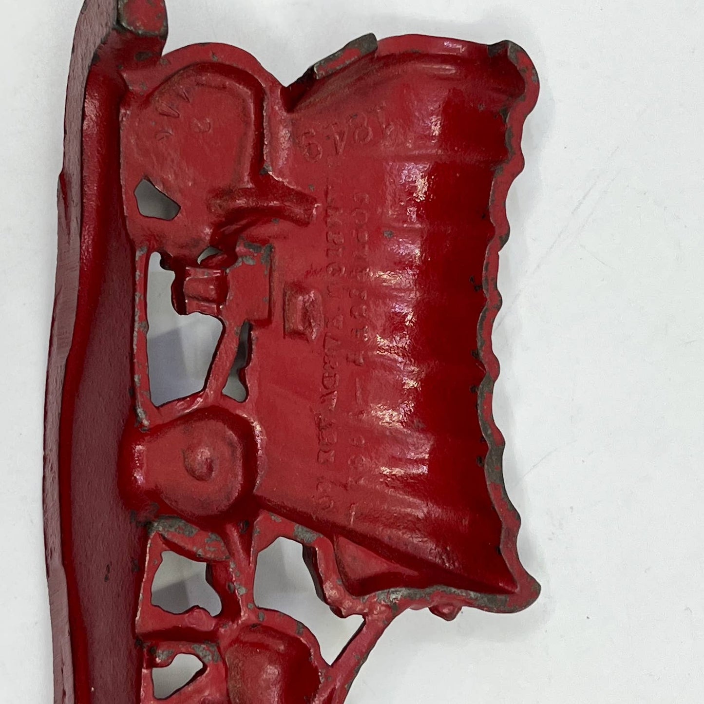 Vtg Red Cast Iron Bookend 1981 Champion Hardware Co Ox Drawn Covered Wagon TC8