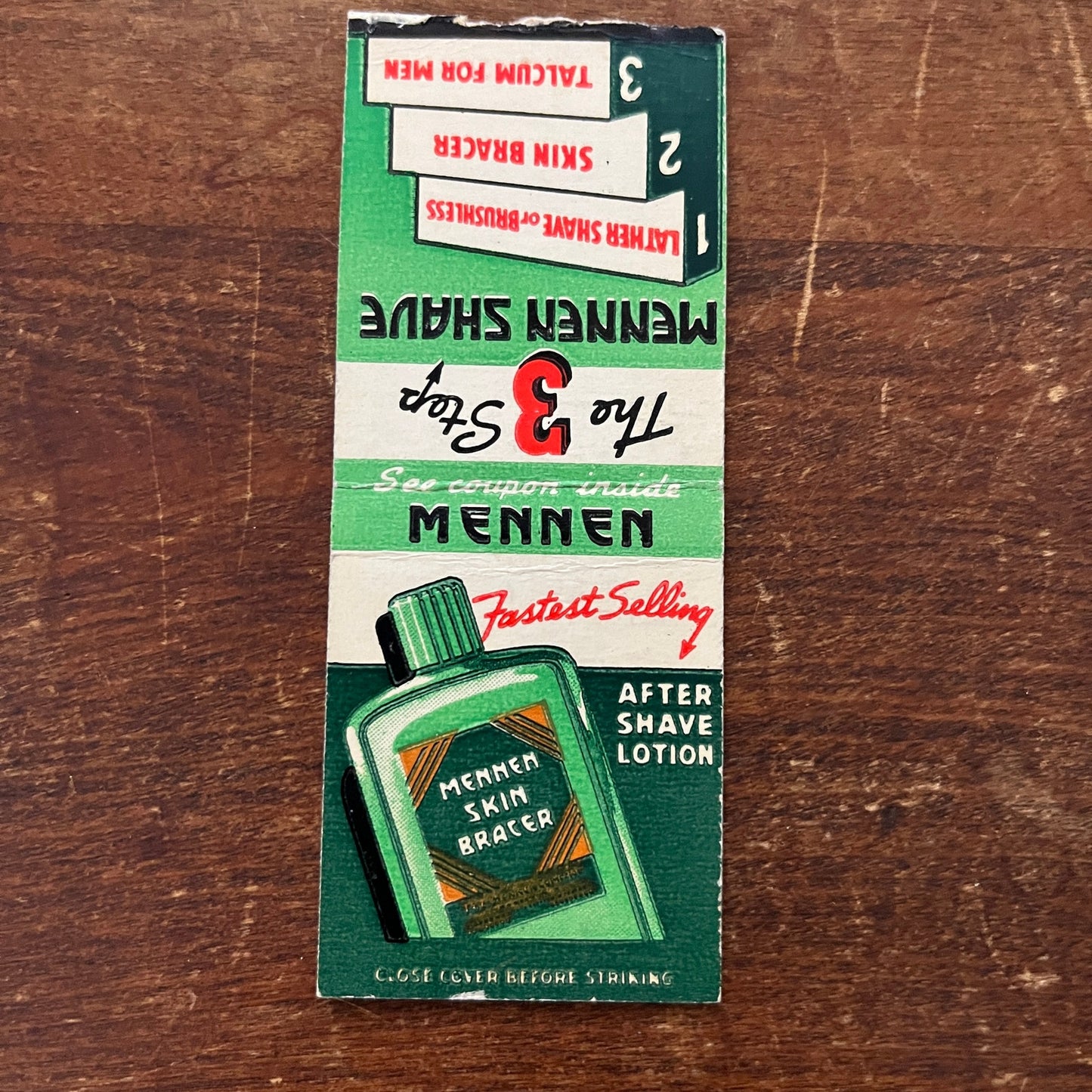 Mennen 3-Step Mennen Shave AfterShave Advertising Matchbook Cover MM11-7