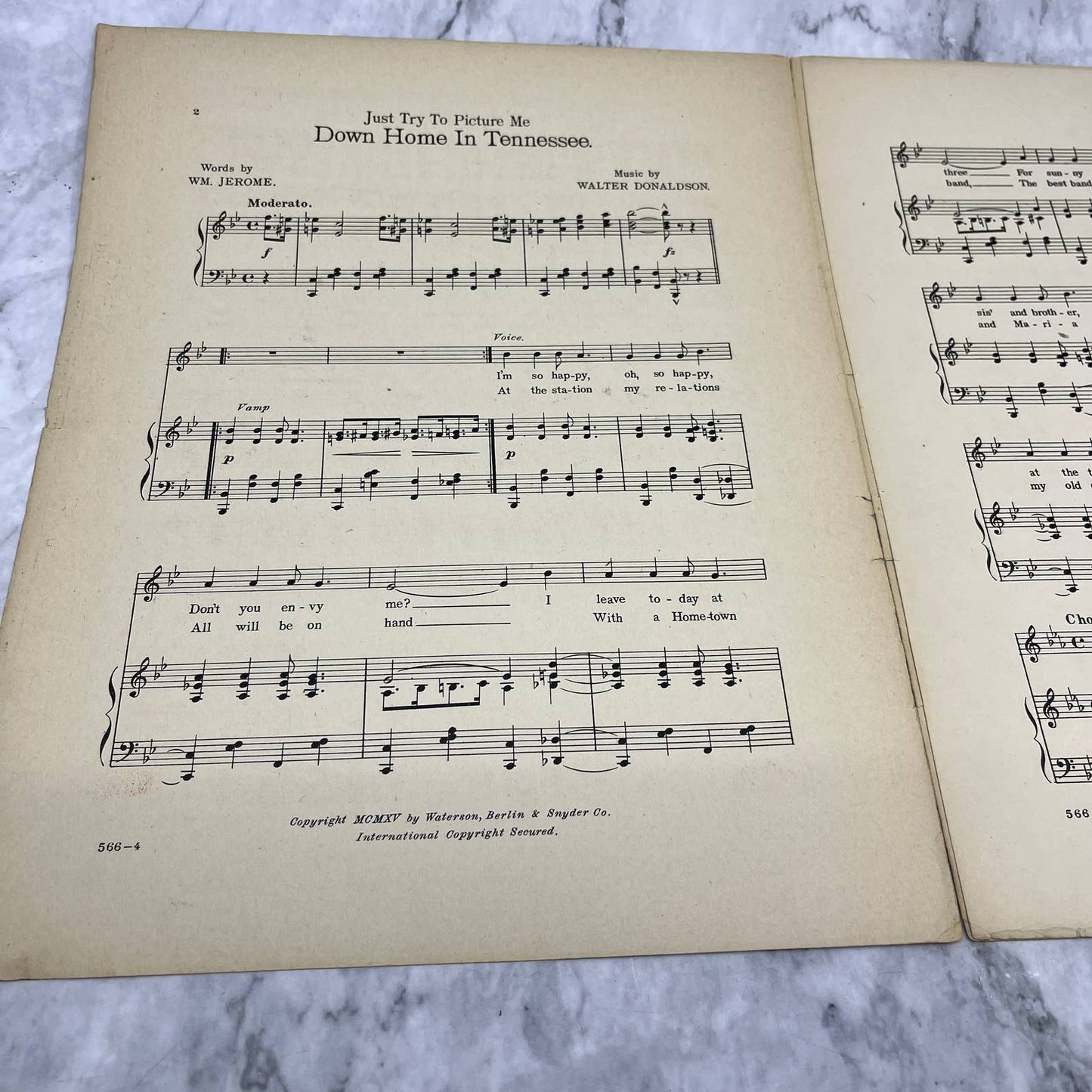Back Home in Tennessee Al Jolson Walter Donaldson 1915 Sheet Music TK2-SM3