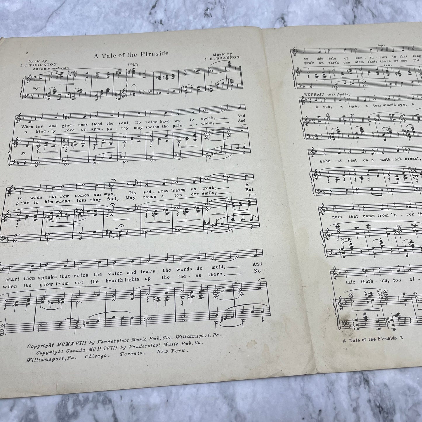 Tale Of Fireside 1918 World War I Soldier Sheet Music Piano Thornton Shannon V41-2