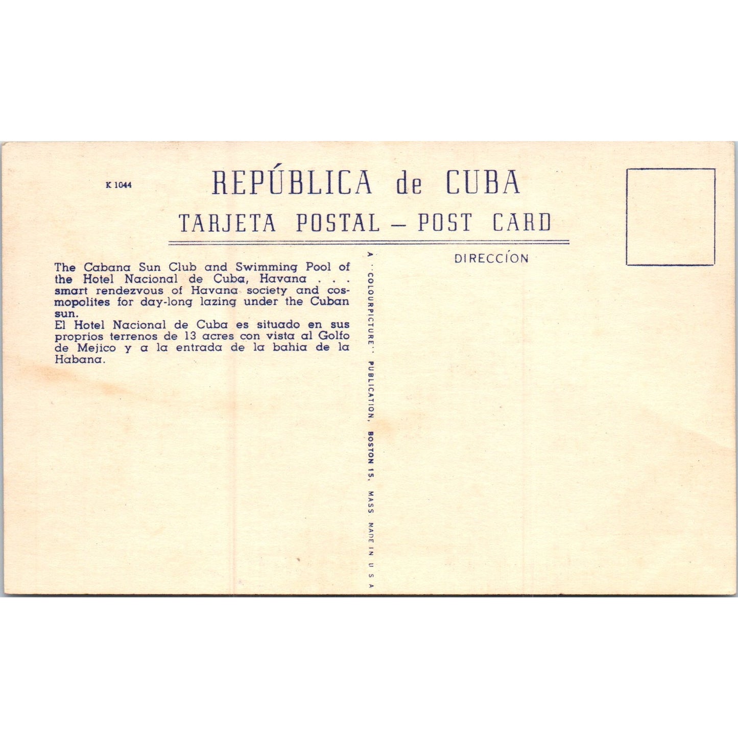 Habana Sun Club Hotel Nacional Havana c1905 Cuba Original Postcard P3-1