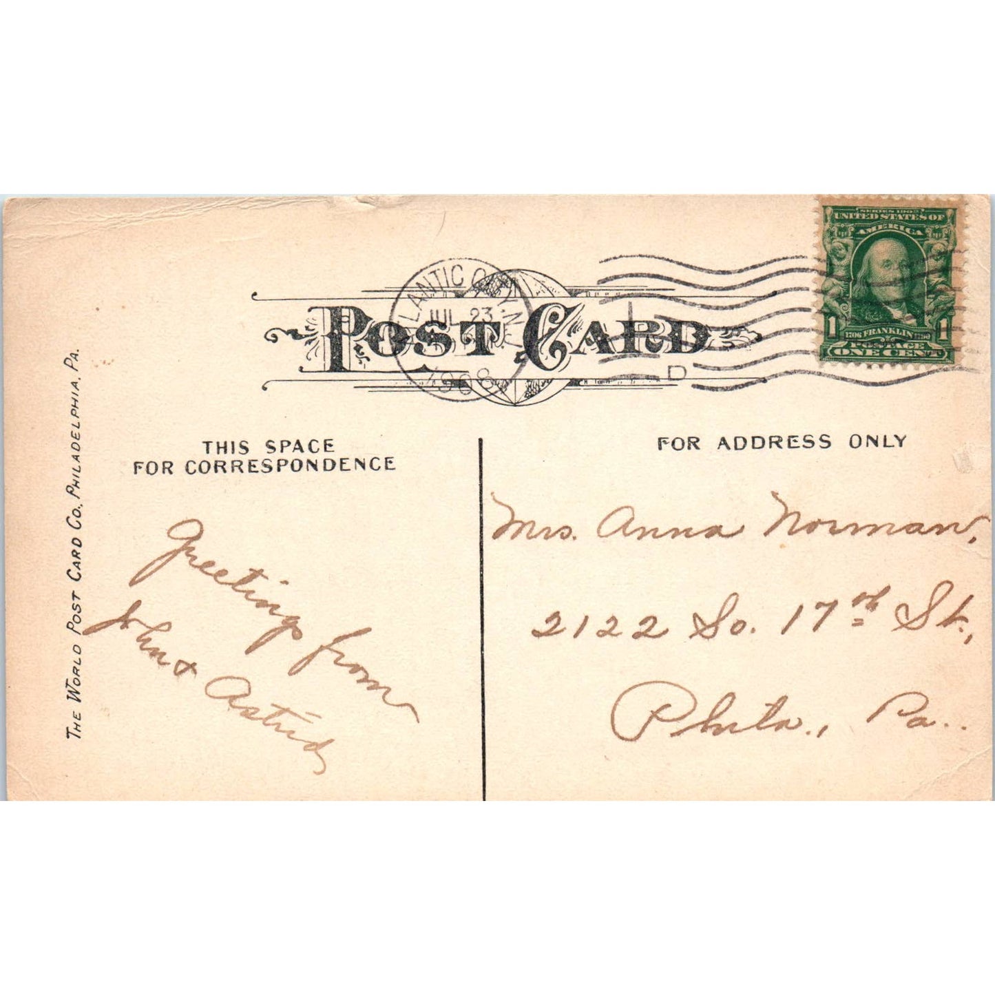 Sand Artist on the Beach 1908 Atlantic City NJ Original Postcard TK1-25